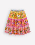 Midi Tiered Skirt-Multi Tropical Animals