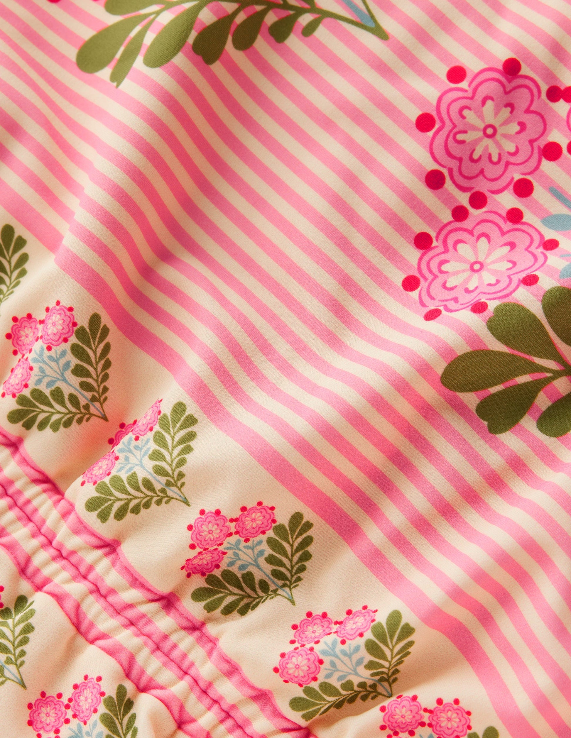 Ruched Tankini Set-Strawberry Pink Woodblock-3