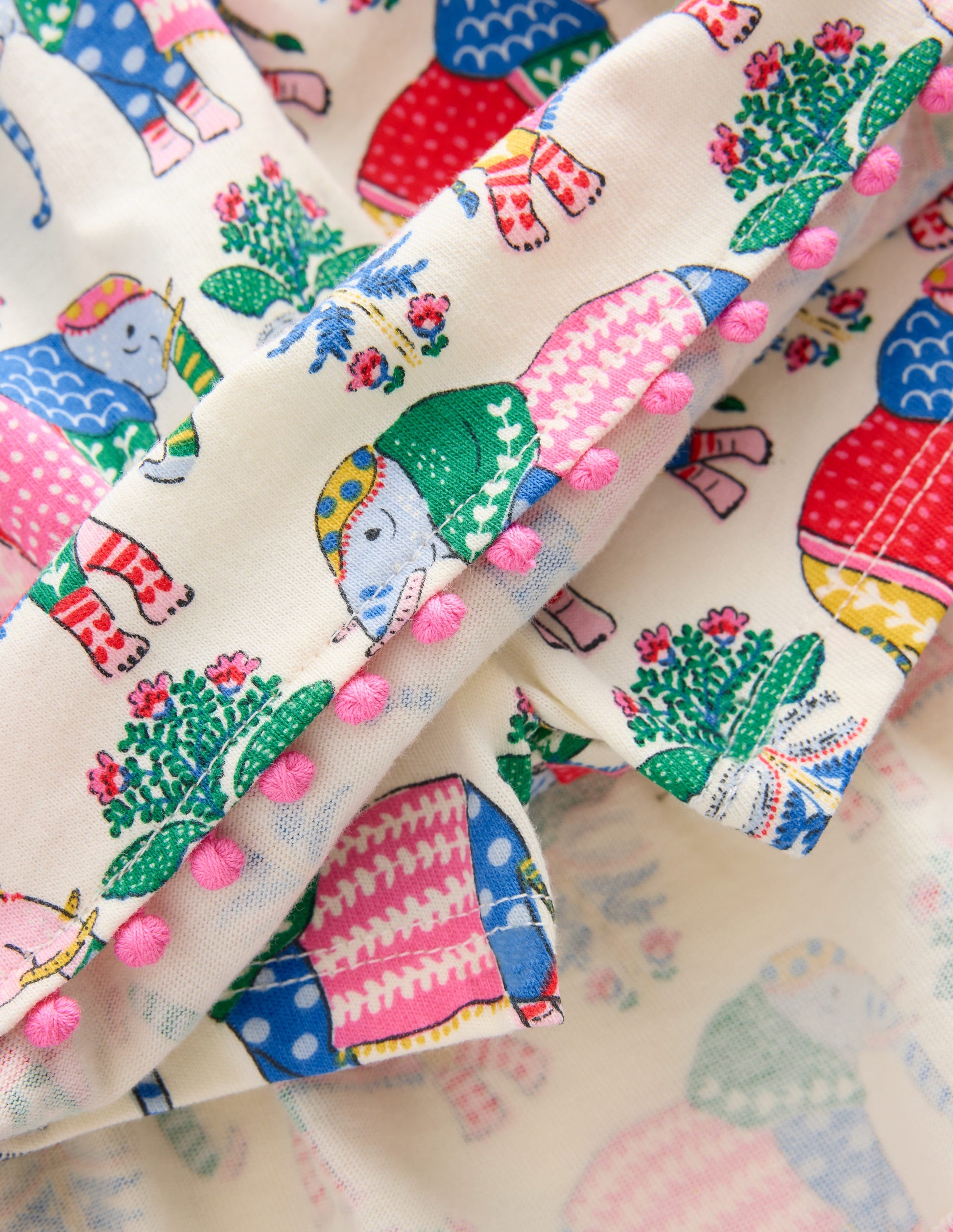 Ruffle Jersey Skort-Multi Elephant Woodblock-3