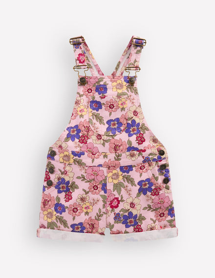 Short Dungaree-Pink Floral Bloom