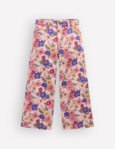 Wide Leg Jean-Blooming Pink Floral Bloom