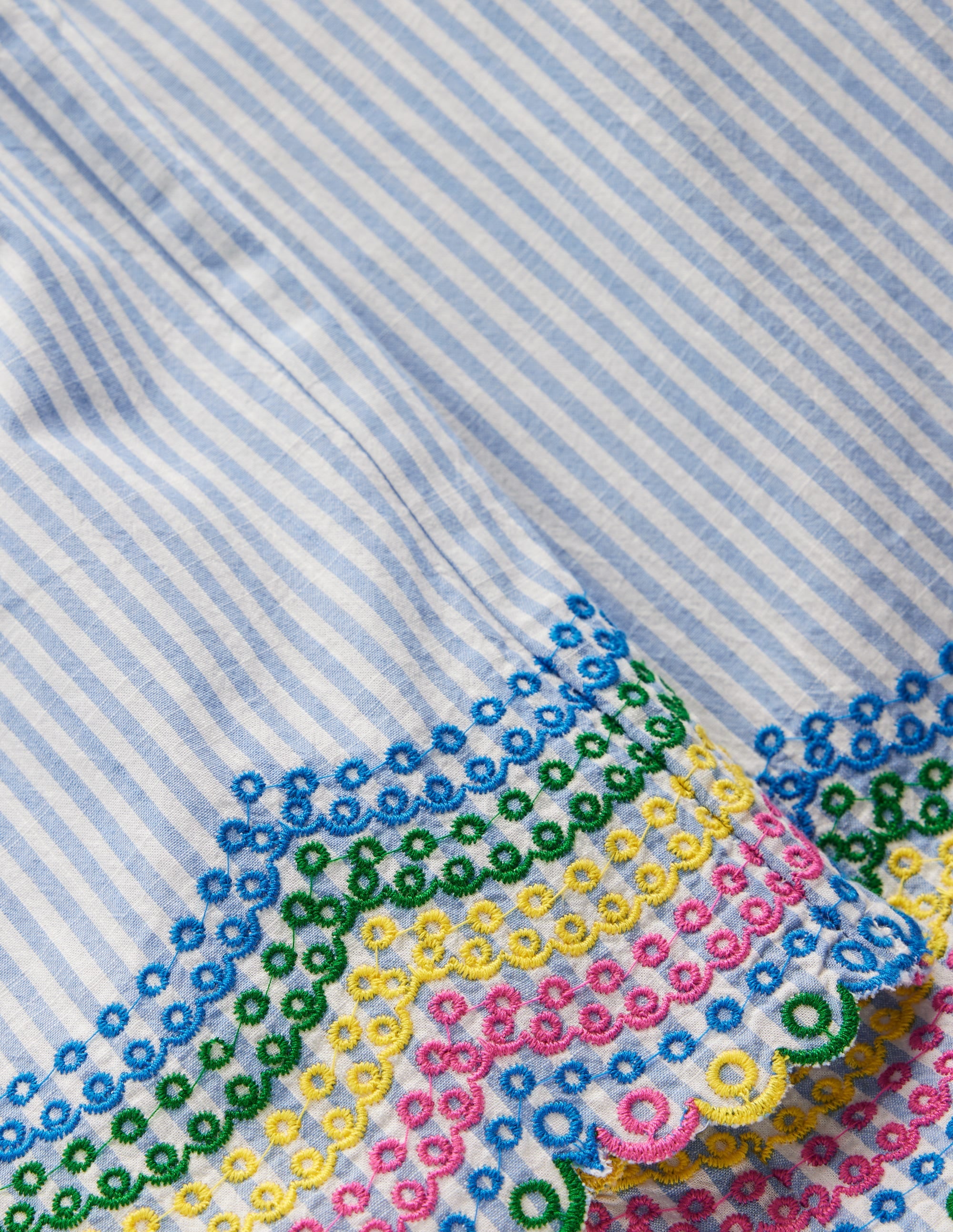 Scallop Hem Trousers-Blue Ticking Rainbow - Image 4