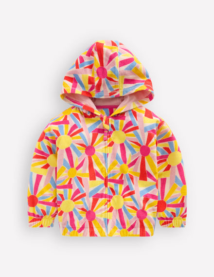 Relaxed Towelling Hoodie-Ivory Sunburst