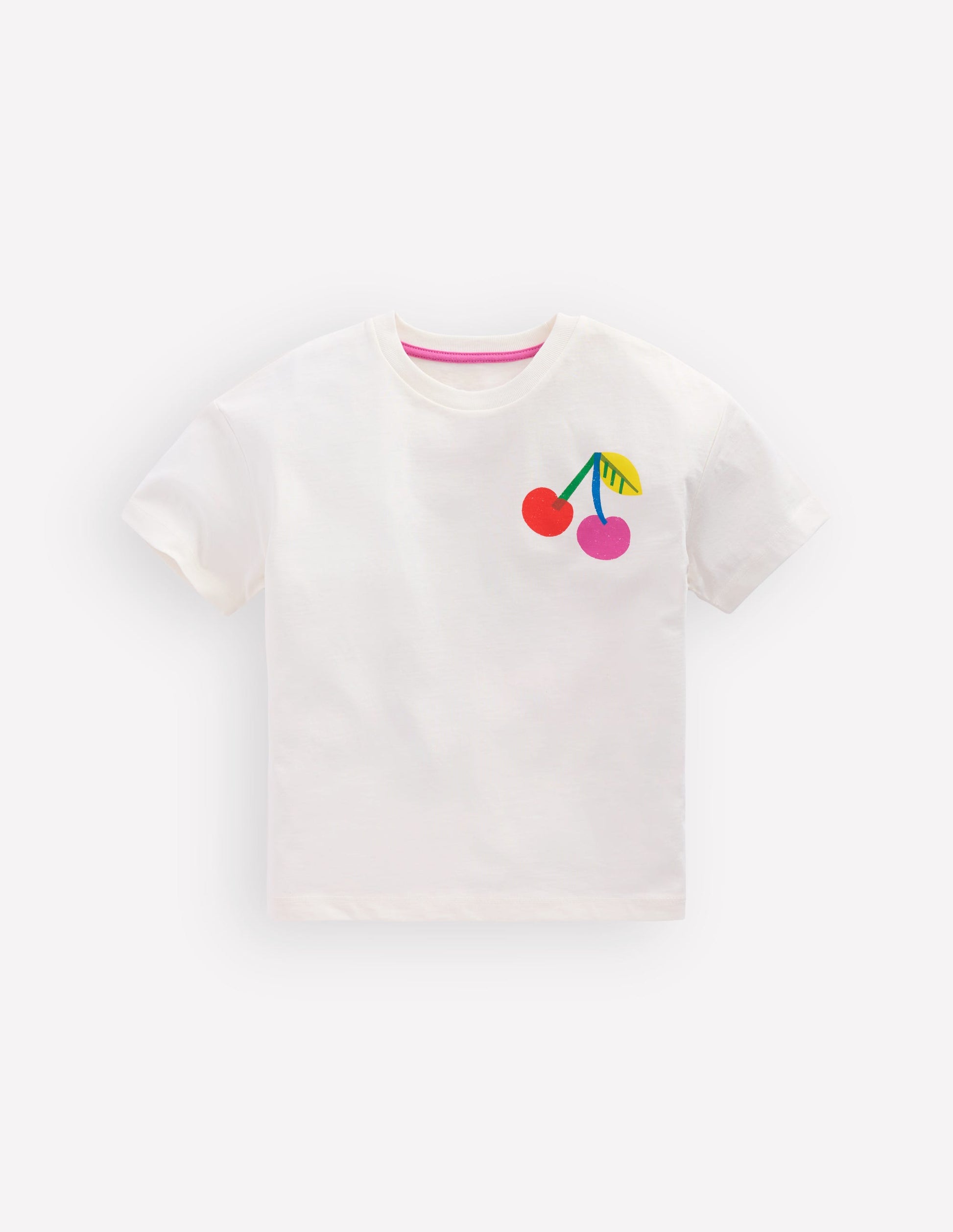 Short Sleeve Printed T-Shirt-Soft Ivory Cherries-2
