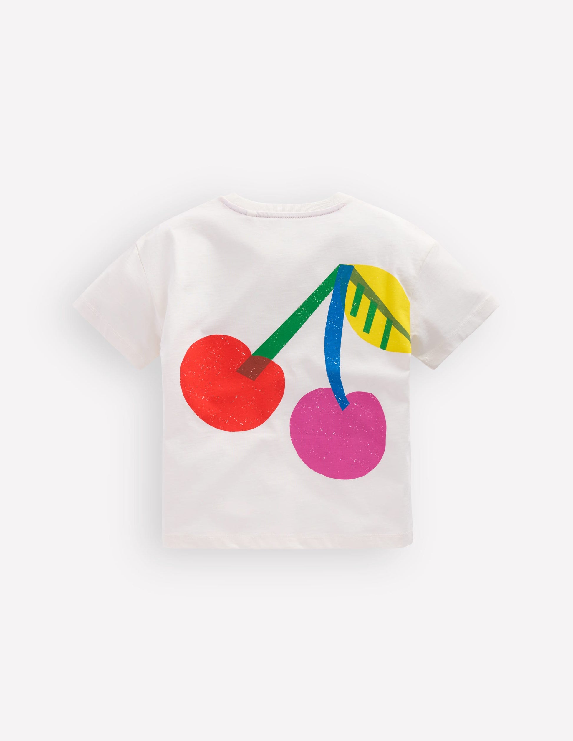 Short Sleeve Printed T-Shirt-Soft Ivory Cherries-3