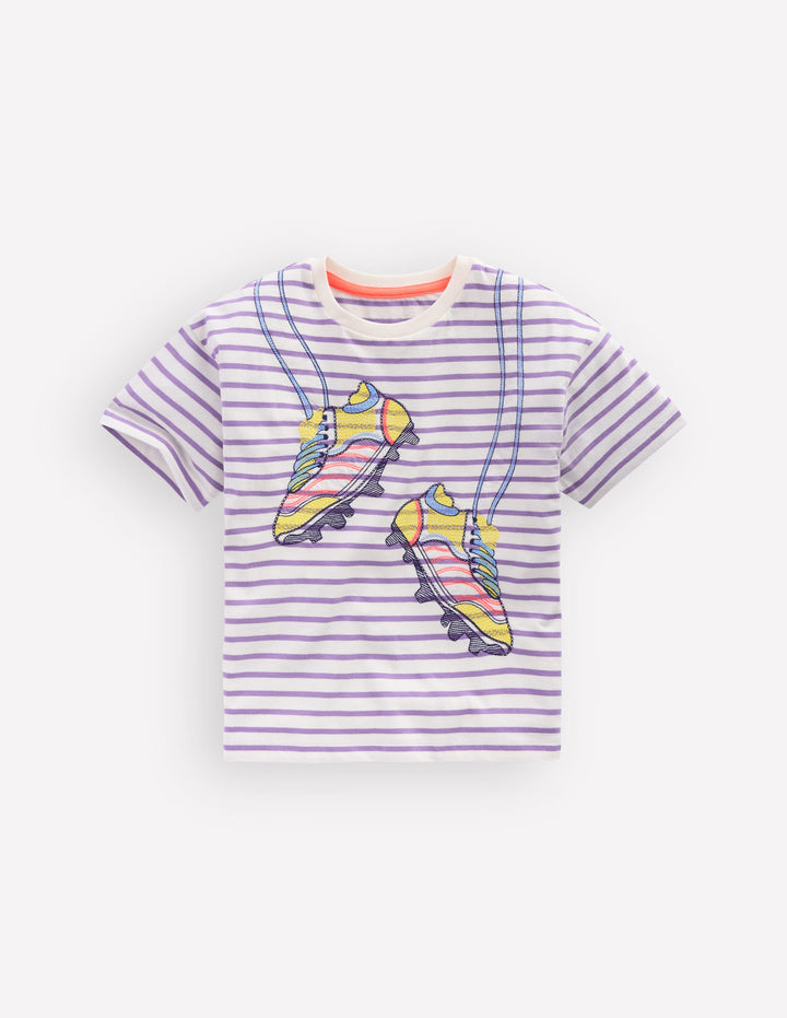 Relaxed Applique T-shirt-Aster Purple/ Ivory Shoes