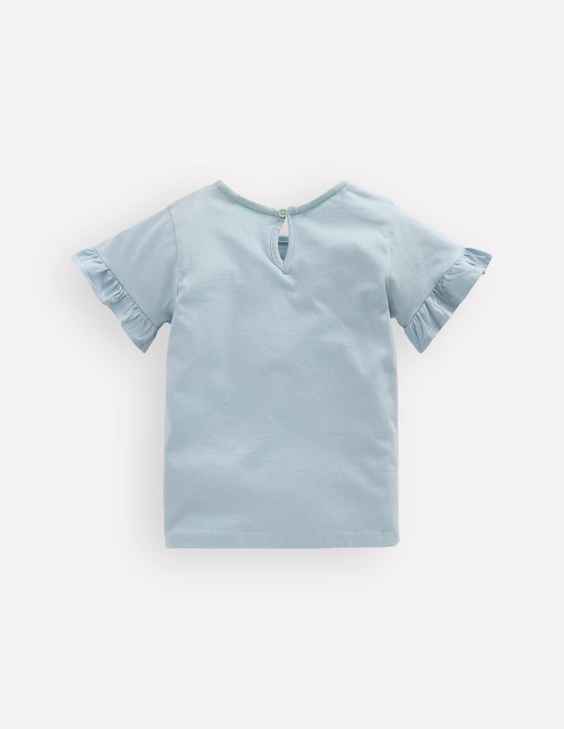 Pretty Frill T-shirt-Misty Blue Flamingos-2