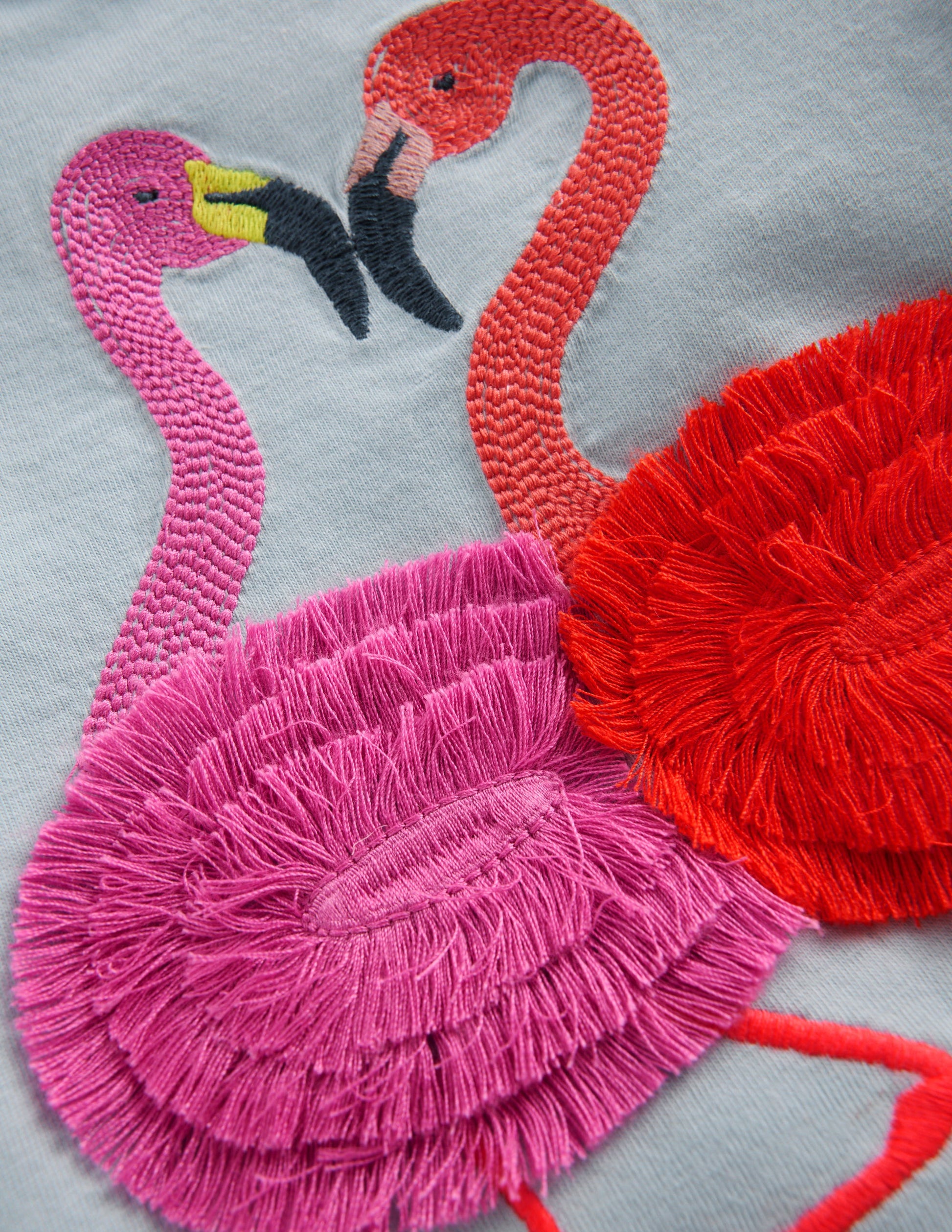 Pretty Frill T-shirt-Misty Blue Flamingos-3