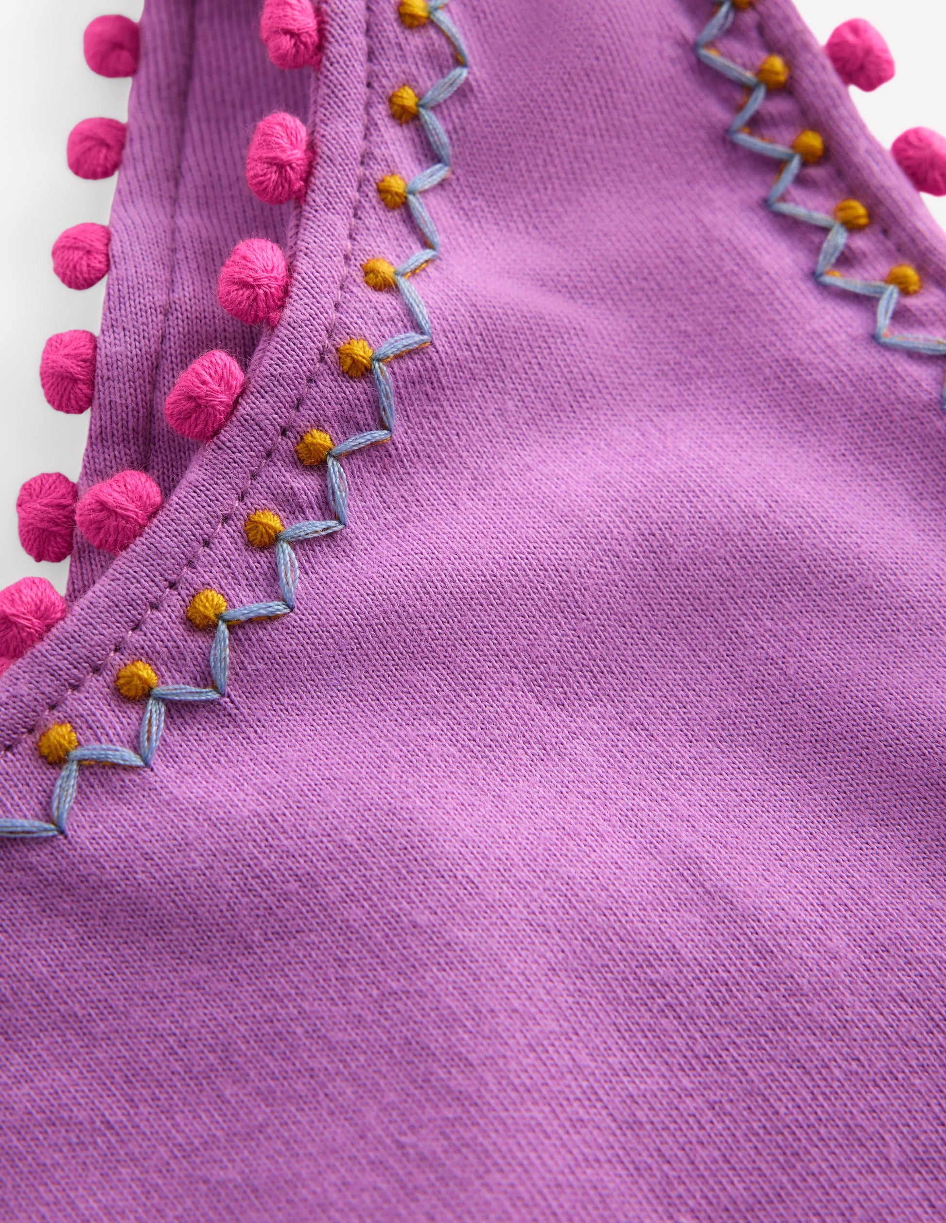 Cross-Back Pom Trim Top-Chalky Violet-3