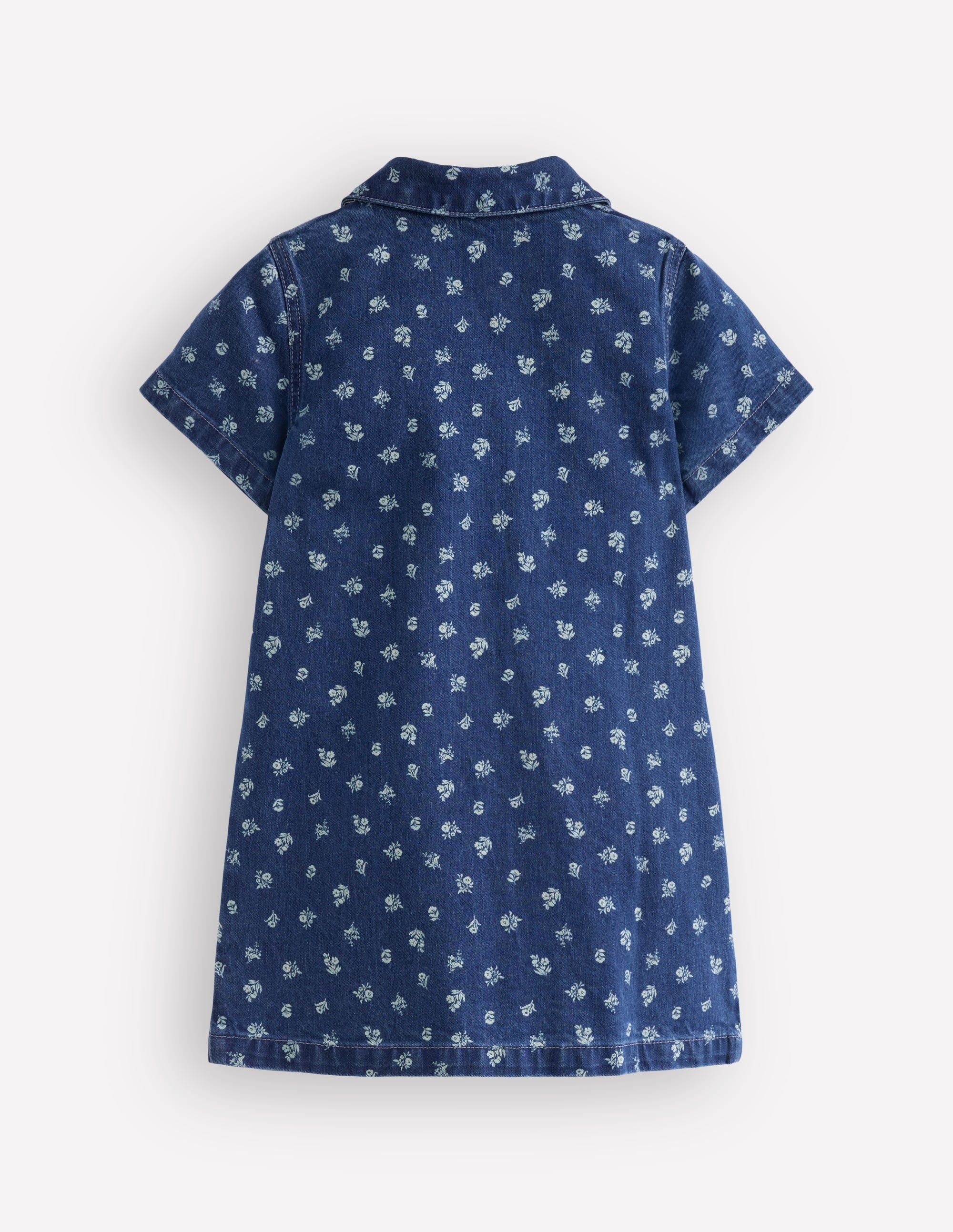 Denim Shirt Dress-Blue Ditsy Floral - Image 2