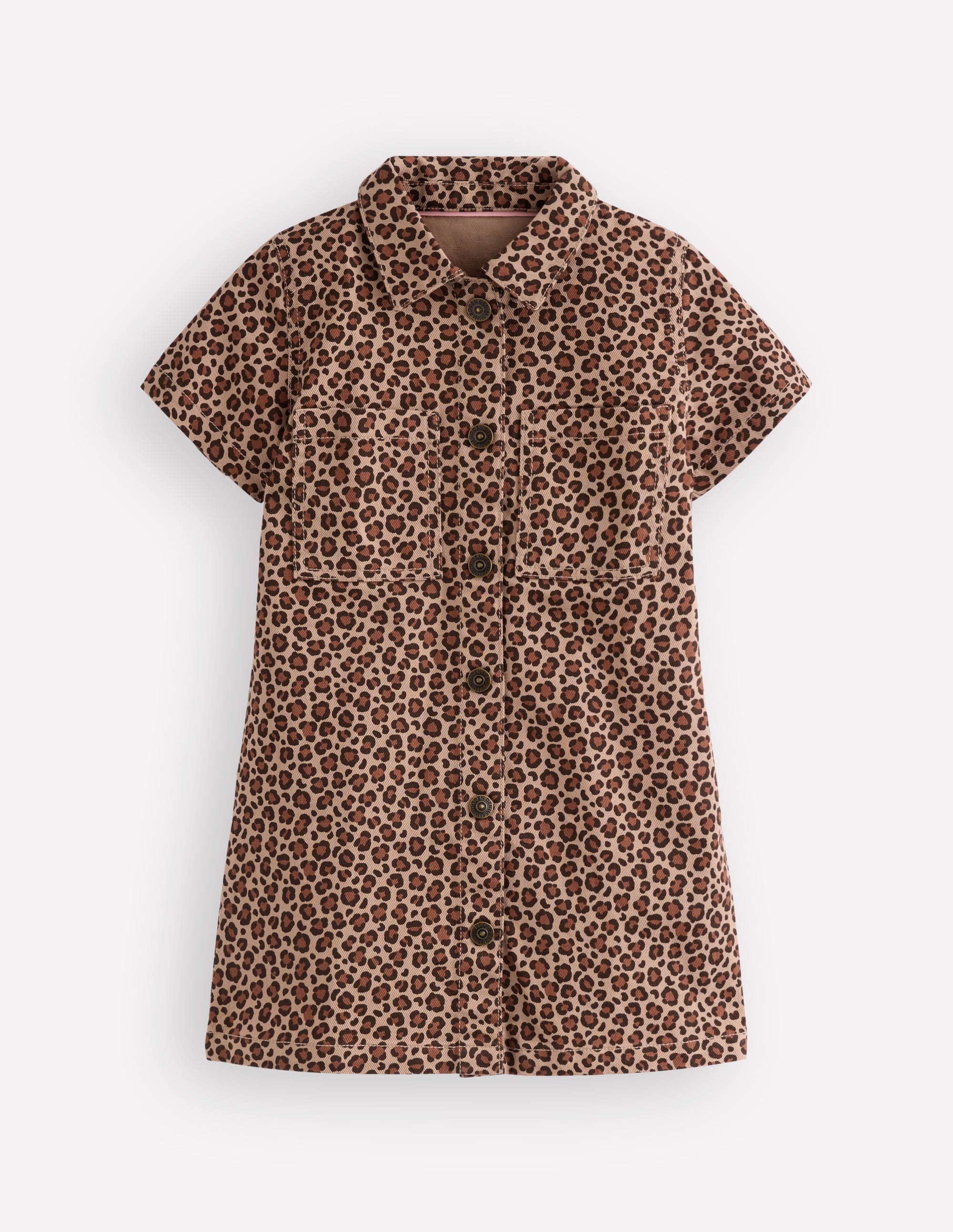Denim Shirt Dress-Leopard - Image 1