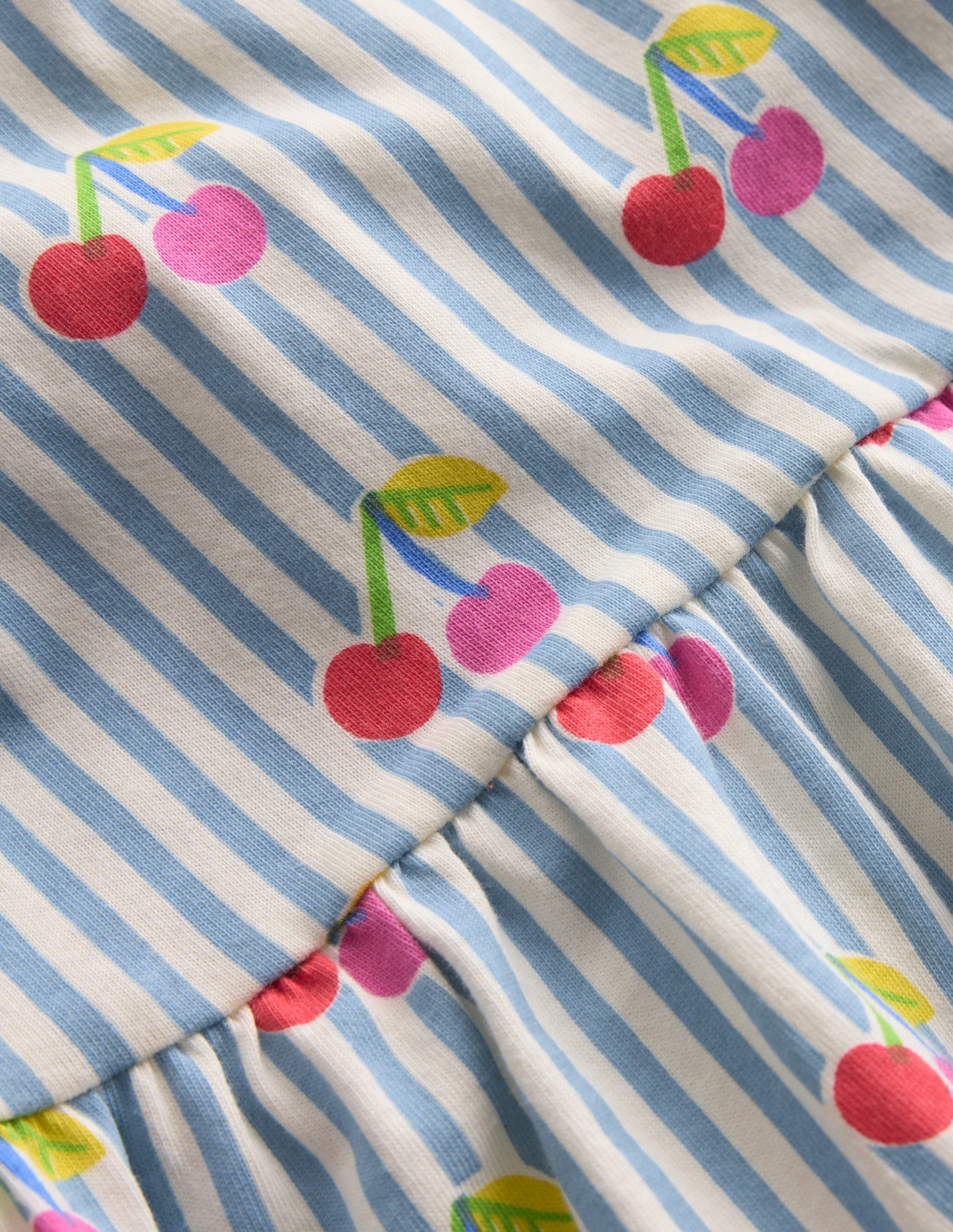 Jersey T-Shirt Dress-Blue Cherry Stripe-4