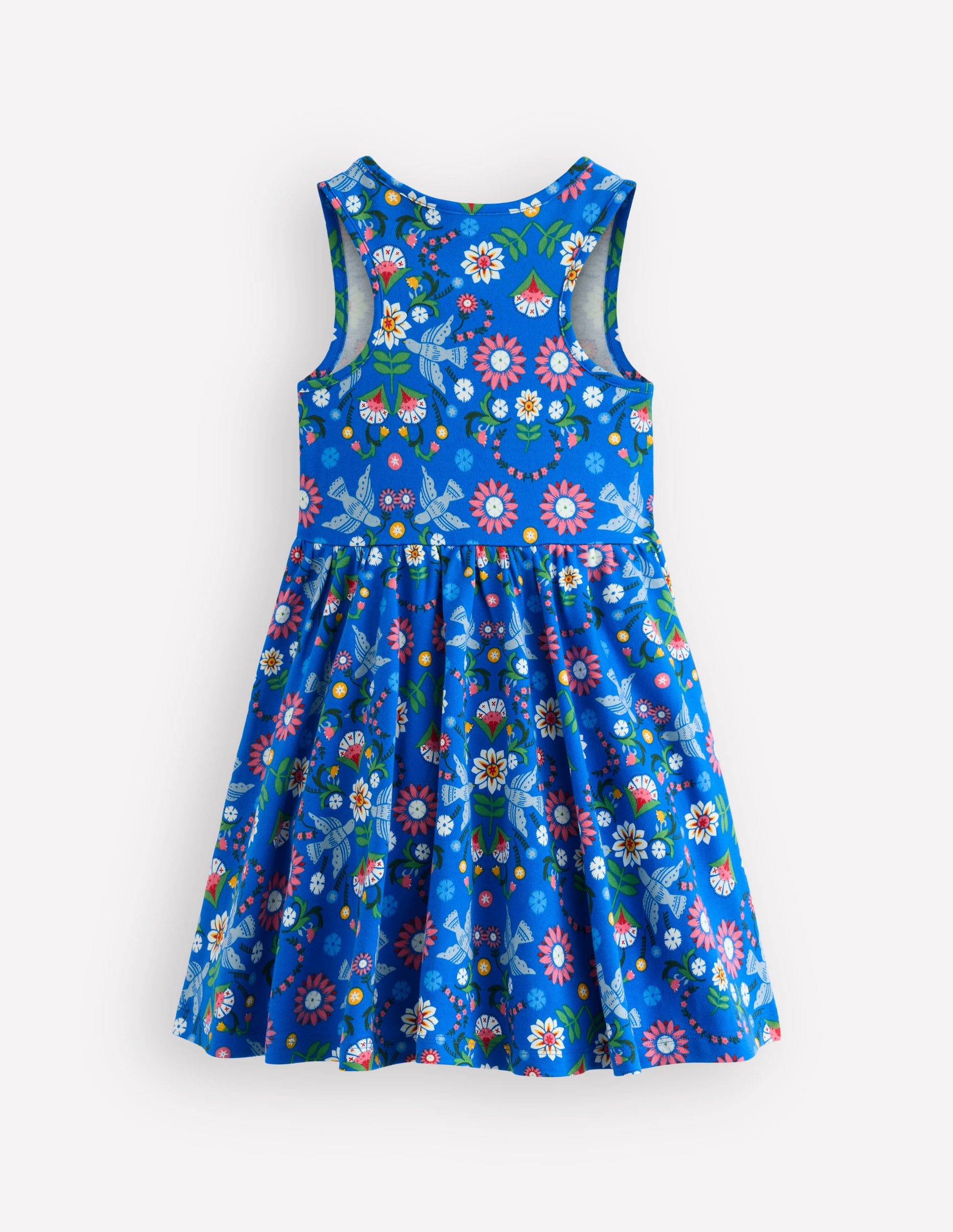 Twirly Jersey Dress-Kingfisher Blue Bird Floral-2
