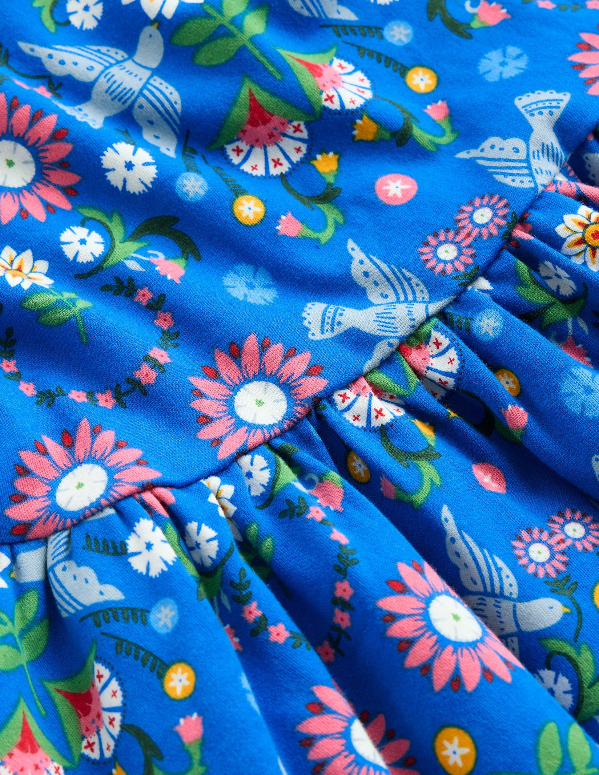 Twirly Jersey Dress-Kingfisher Blue Bird Floral-3