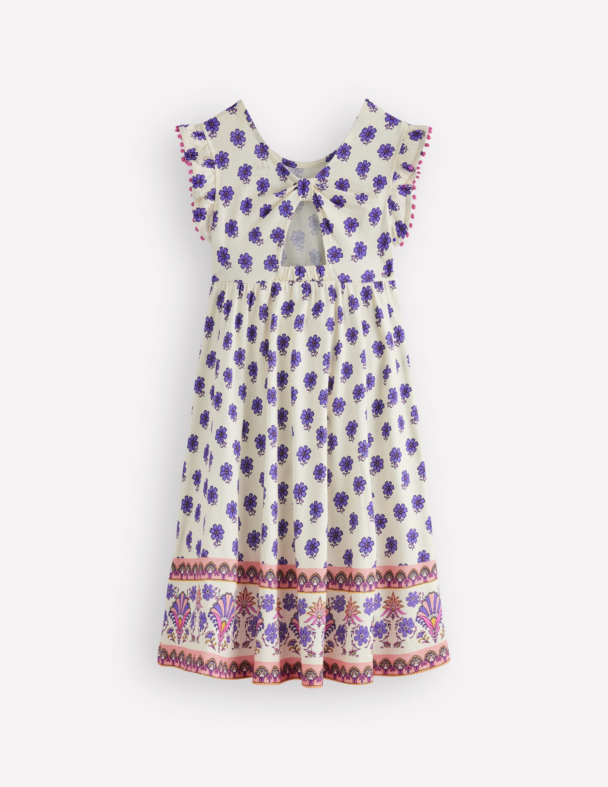 Bow Back Jersey Dress-Multi Woodblock-4