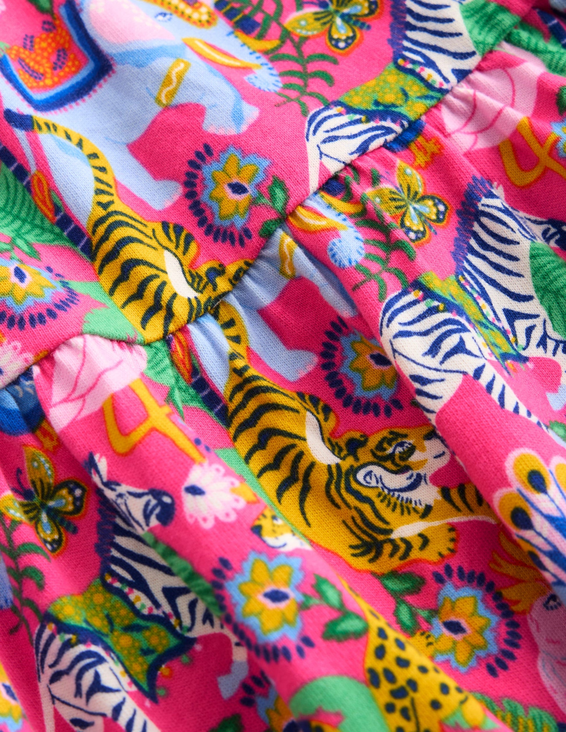 Bow Back Jersey Dress-Flamingo Pink Jungle Animals-6