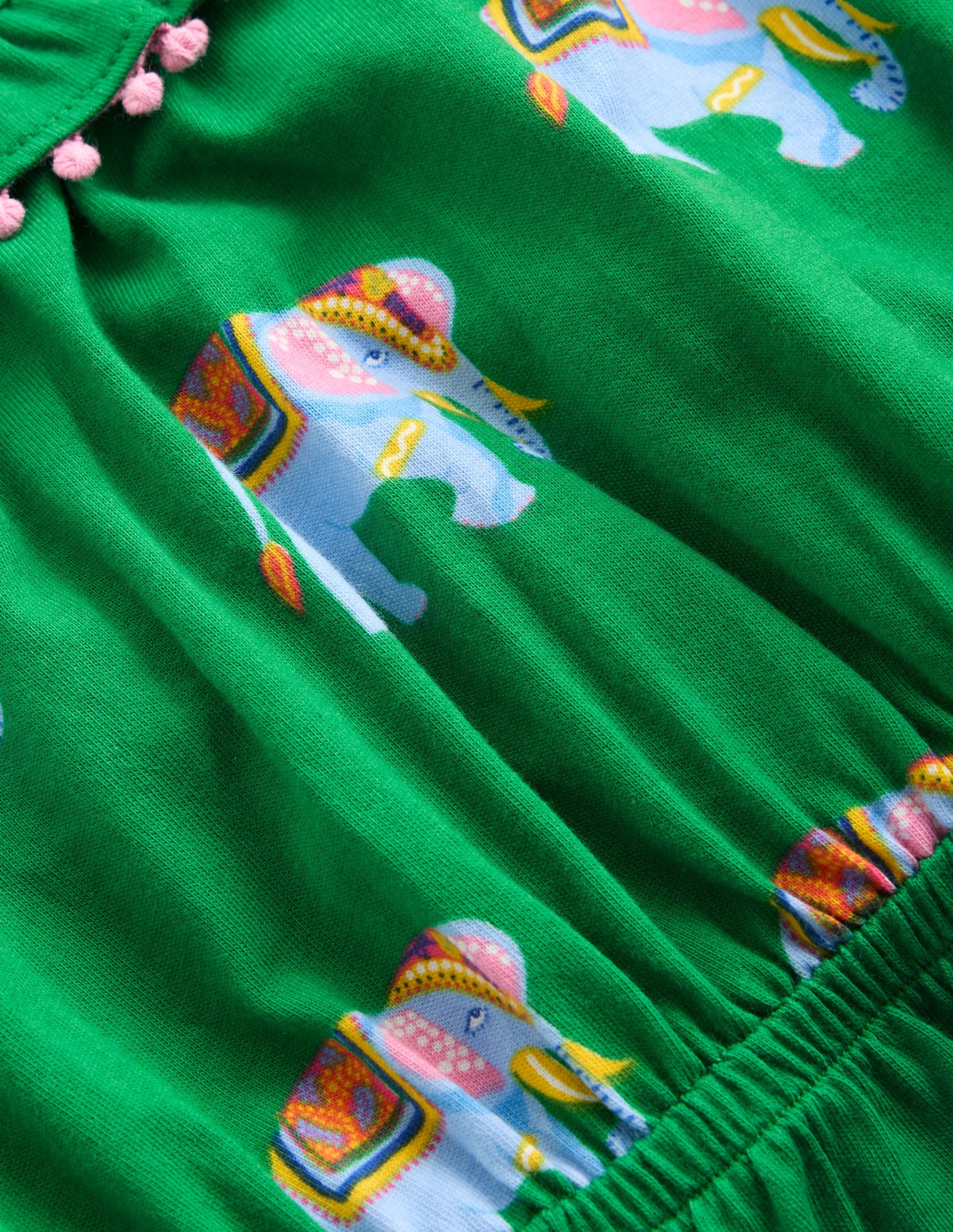 mini boden elephant dress Ariel Twirly Jersey Dress - Multi Elephant Woodblock