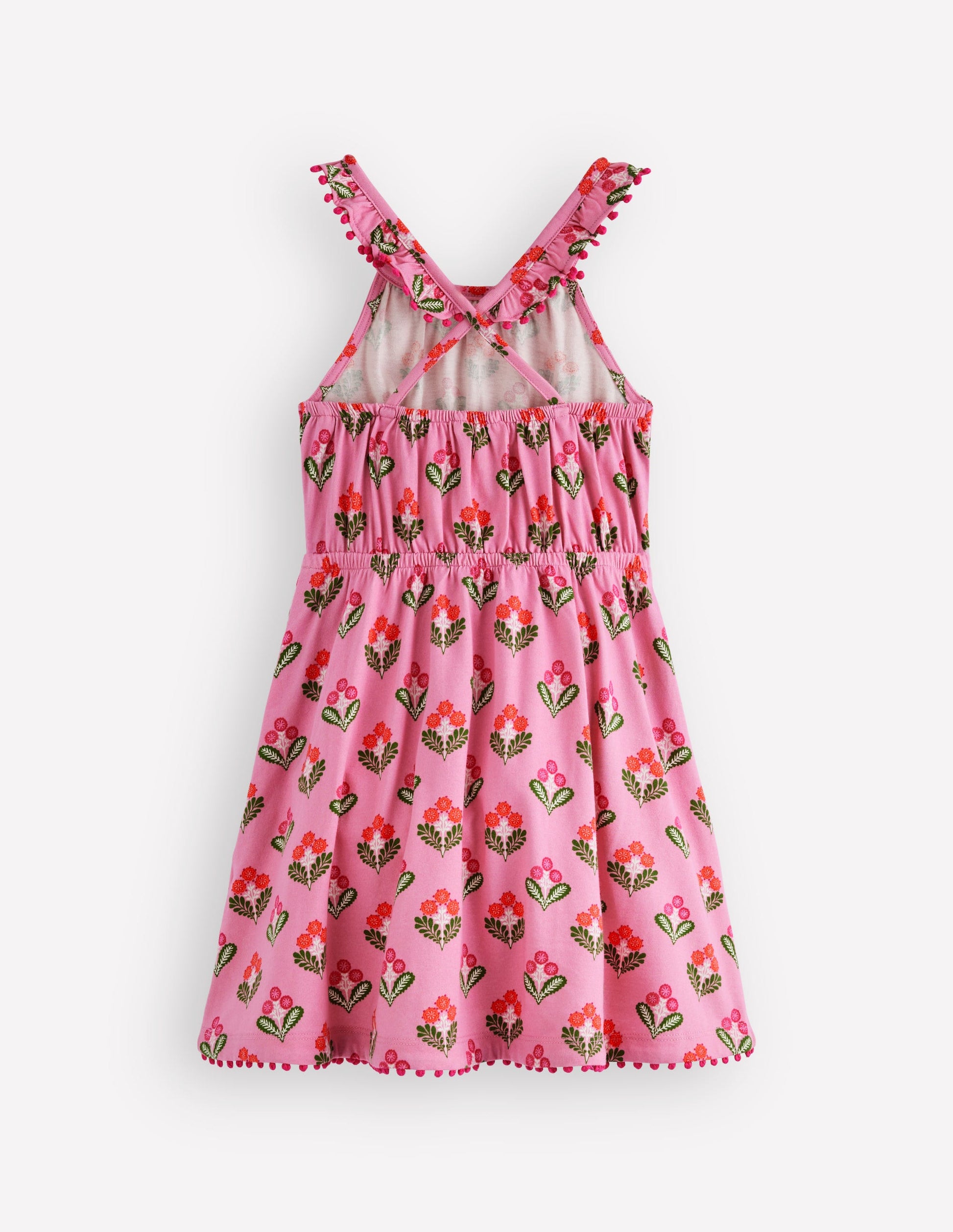 Ruffle Neck Trim Dress-Formica Pink Block Floral-3