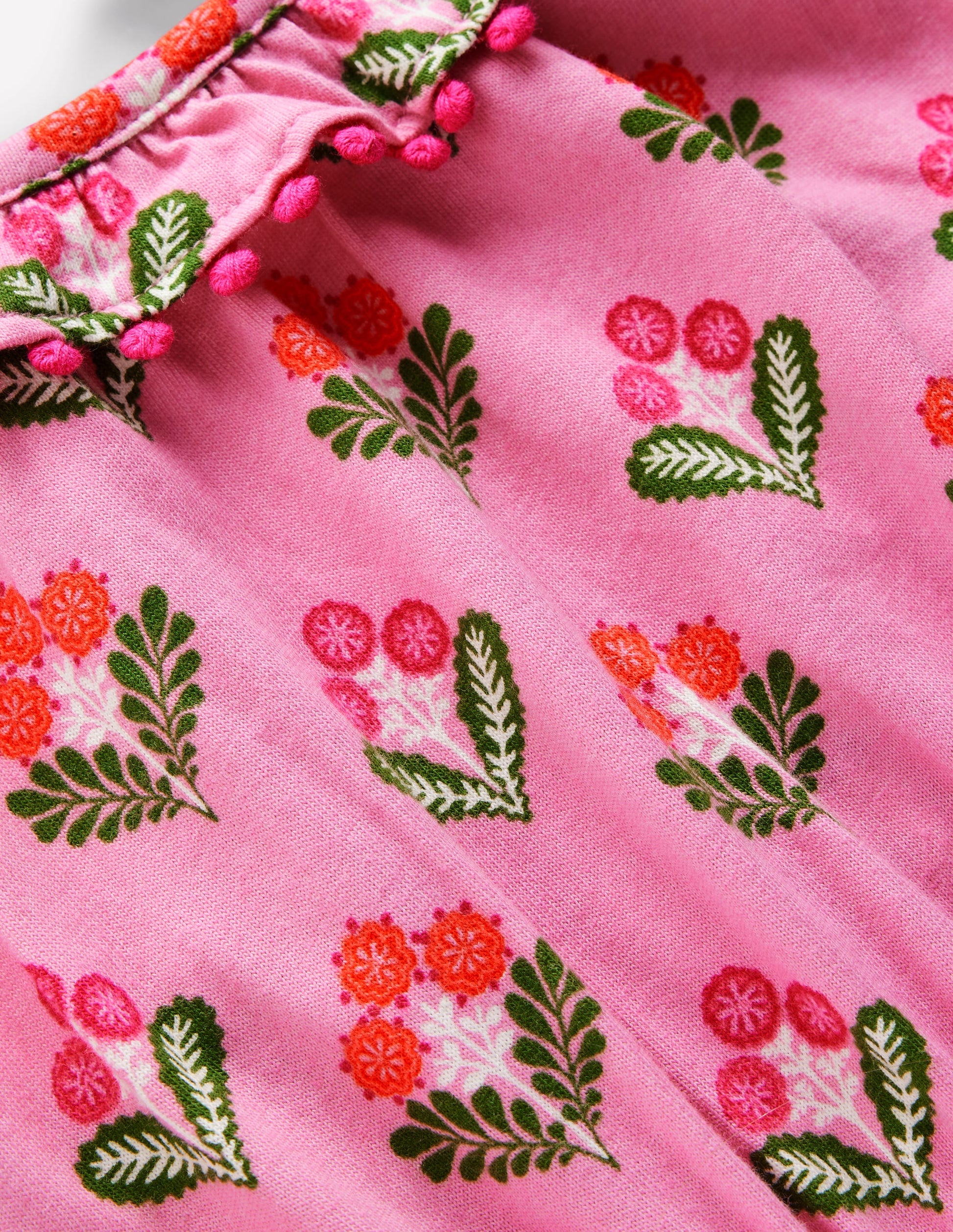 Ruffle Neck Trim Dress-Formica Pink Block Floral-4