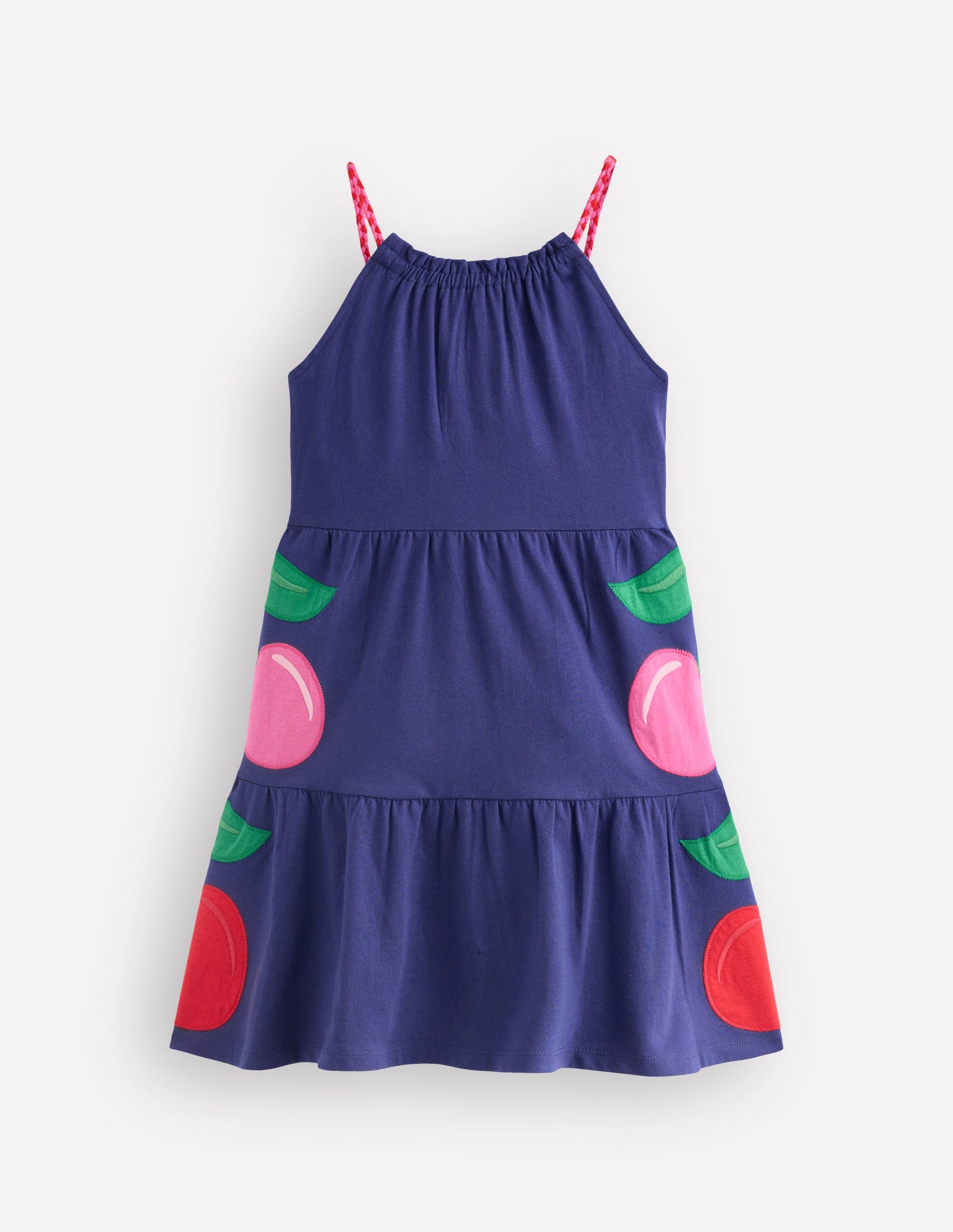 Enola Appliqué Jersey Dress-Starboard Blue Giant Cherries-2