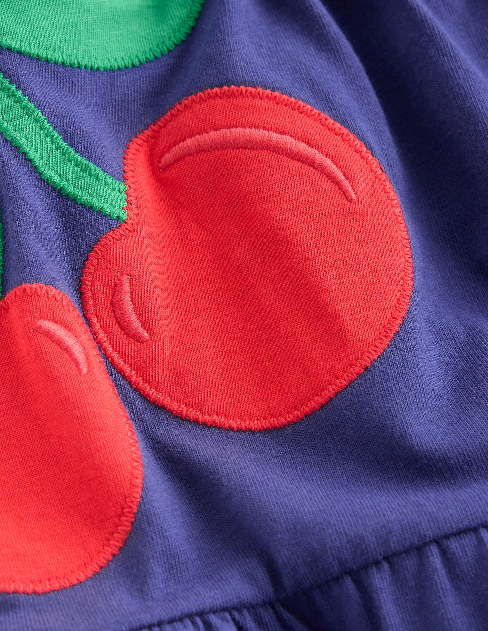 Enola Appliqué Jersey Dress-Starboard Blue Giant Cherries - Image 4