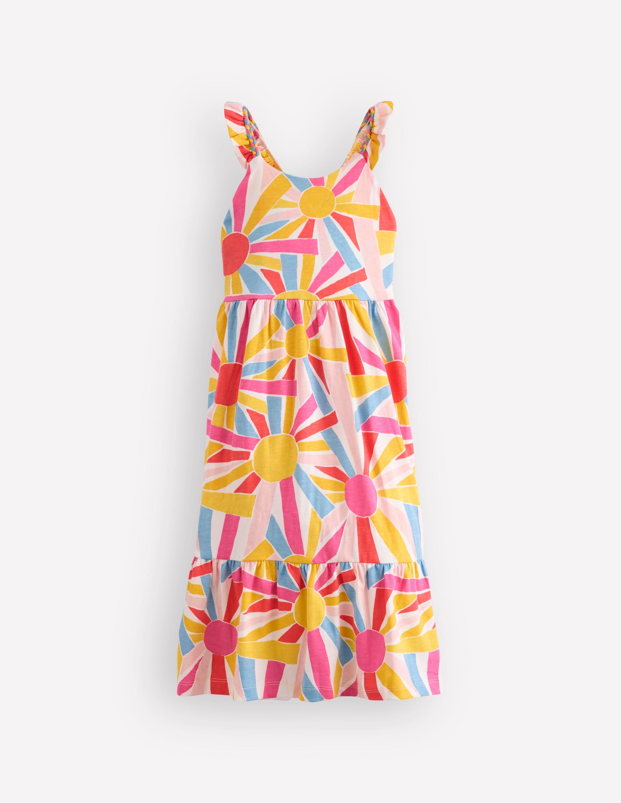 Cross-back Midi Jersey Dress-Soft Ivory Small Sunburst - Image 2