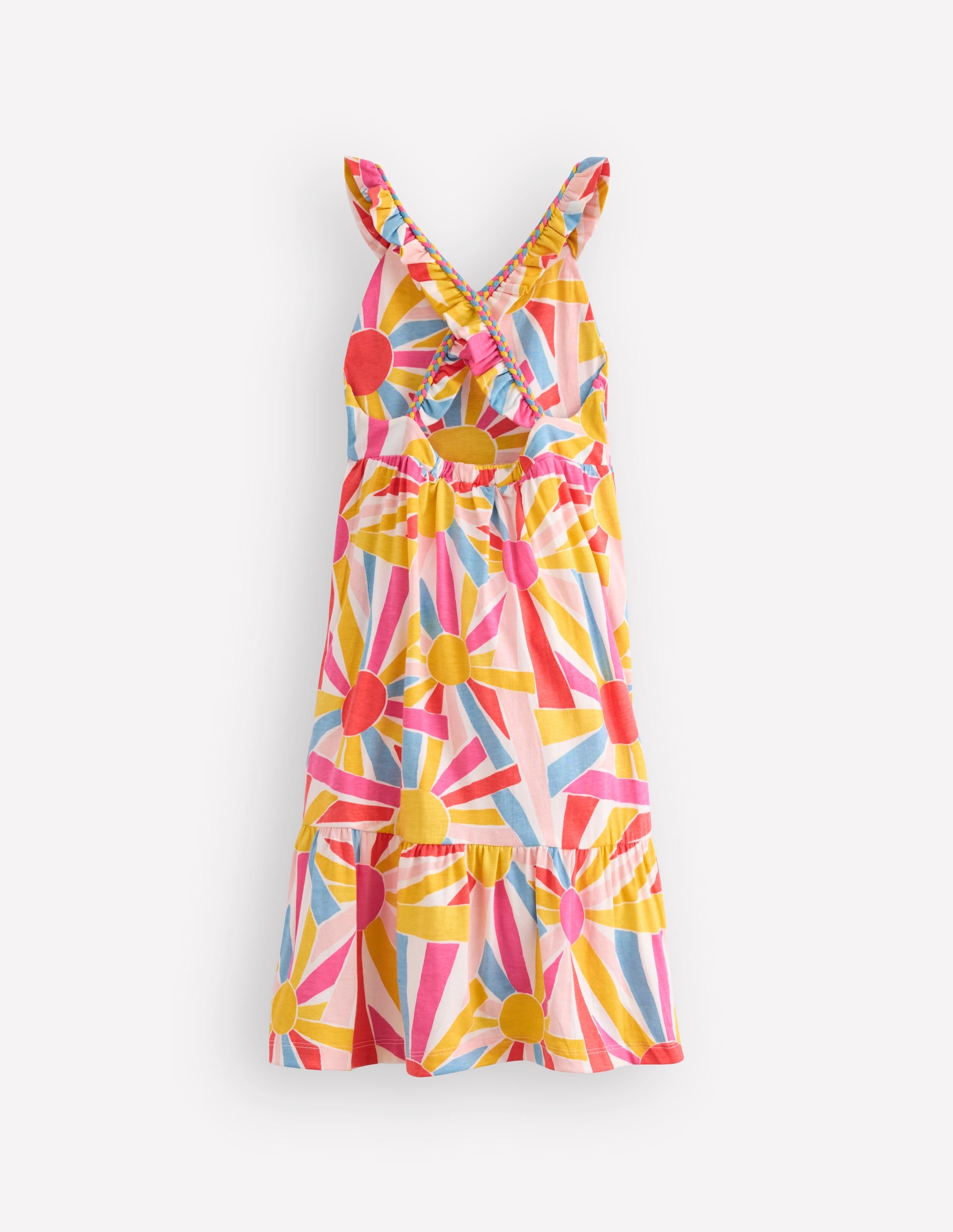 Cross-back Midi Jersey Dress-Soft Ivory Small Sunburst - Image 3