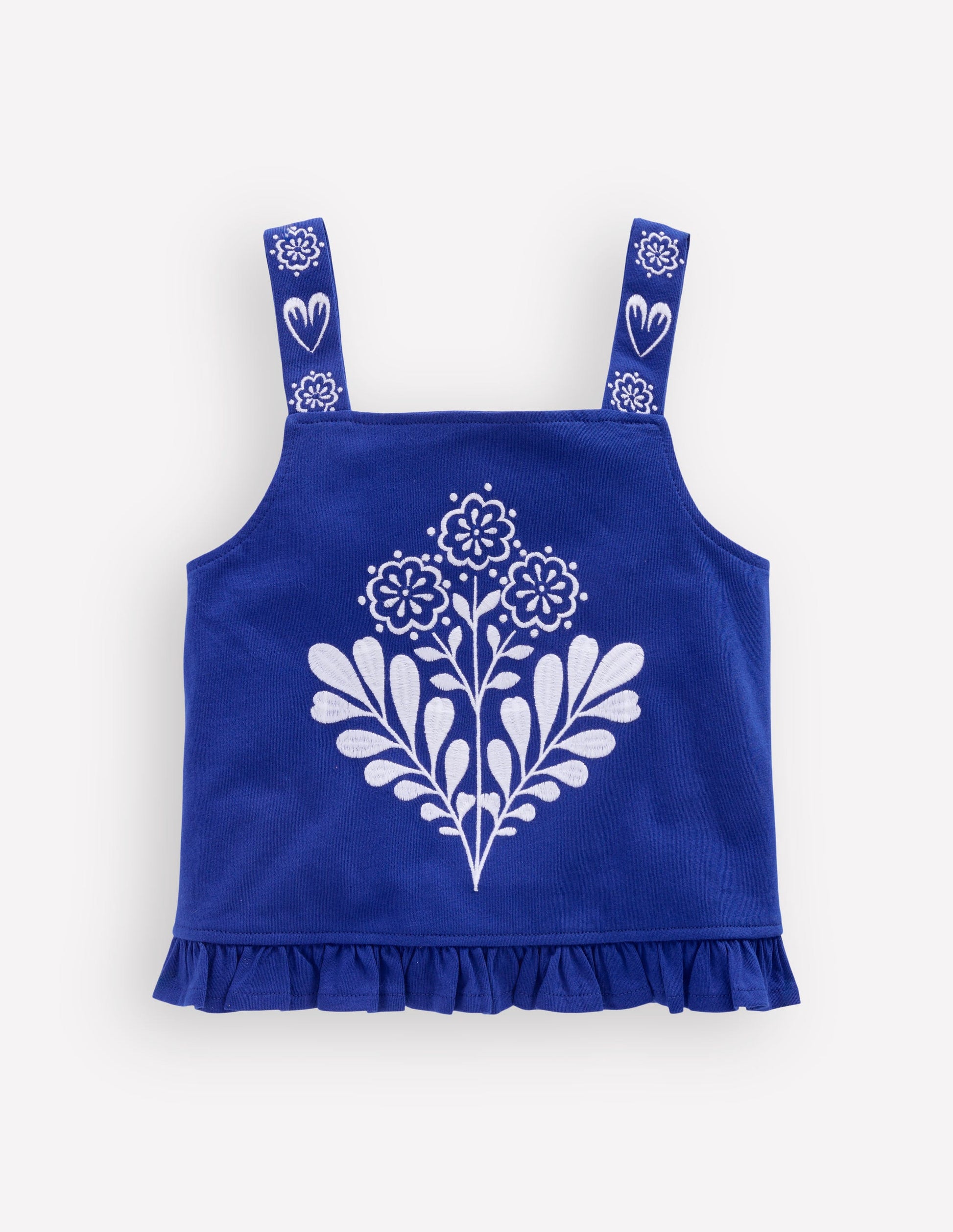 Embroidered Ruffle Top-Bright Blue Embroidery-3
