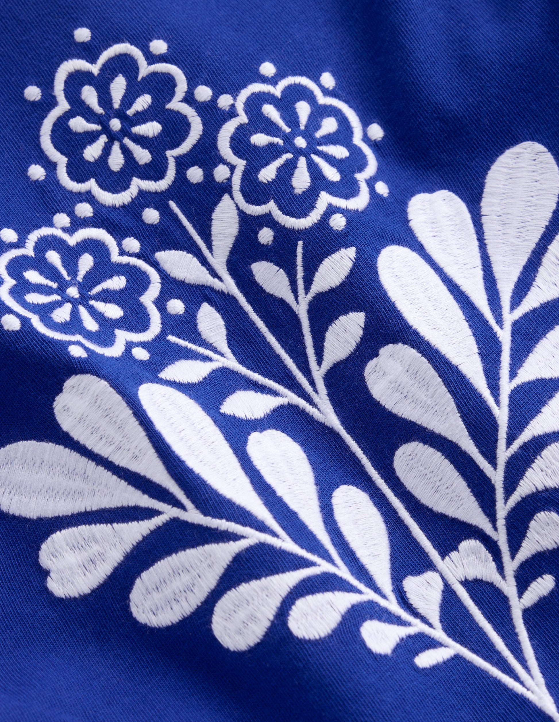 Embroidered Ruffle Top-Bright Blue Embroidery-5