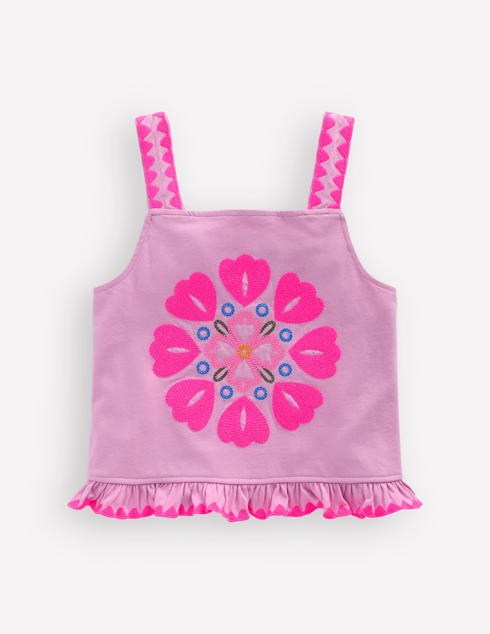Embroidered Ruffle Top-Pink Punch Embroidery - Image 2