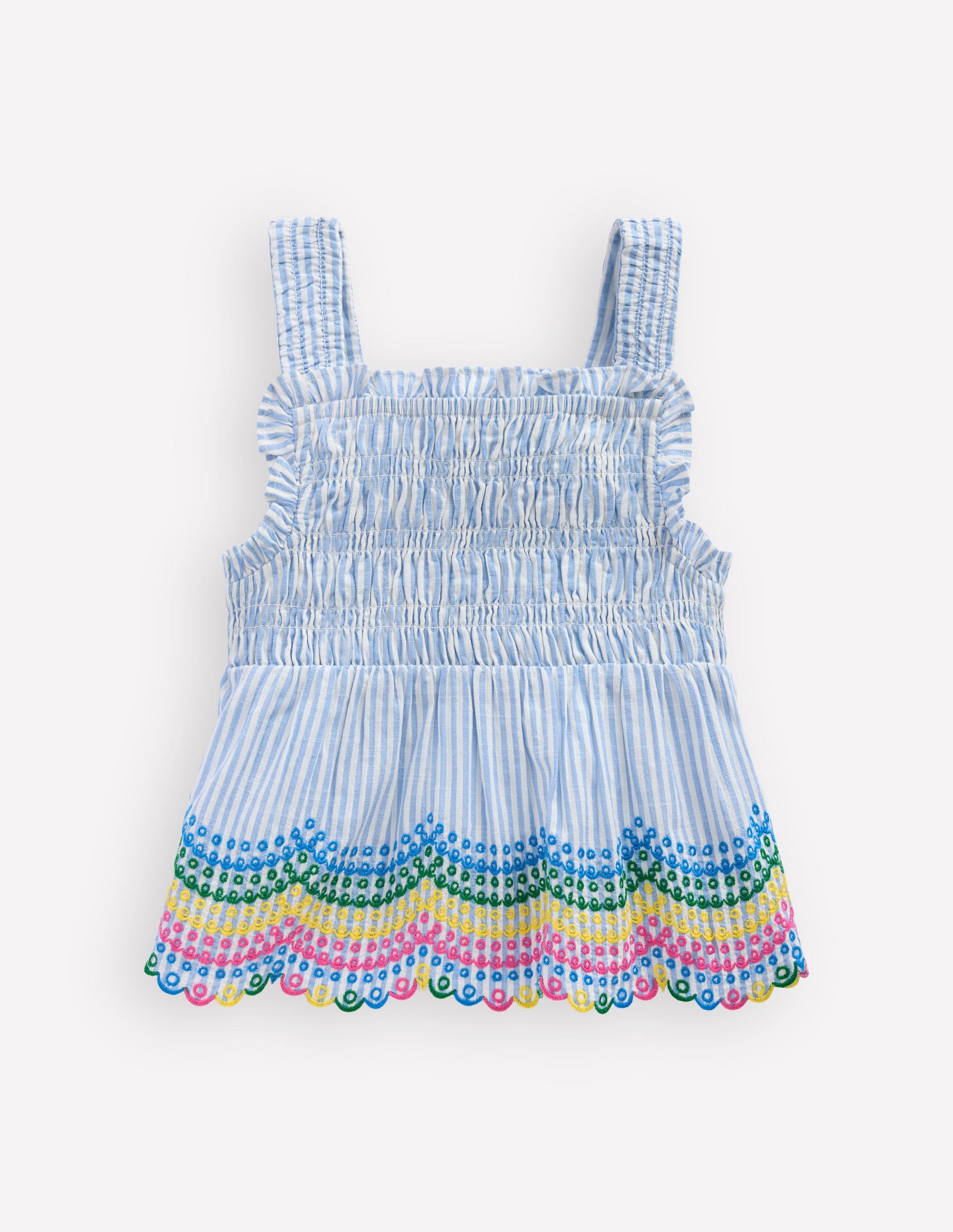 Embroidered Shirred Top-Ticking Rainbows-3
