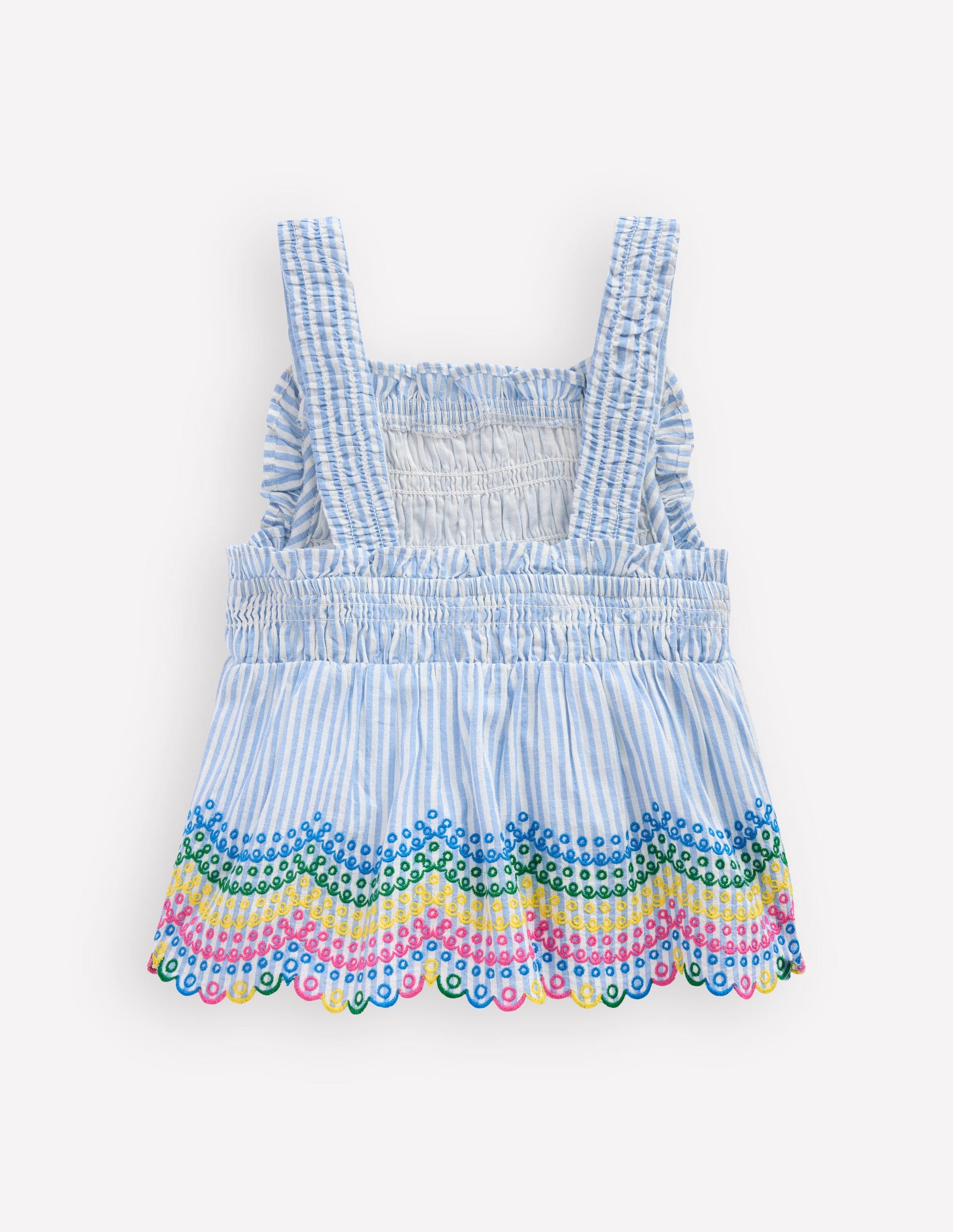 Embroidered Shirred Top-Ticking Rainbows-4