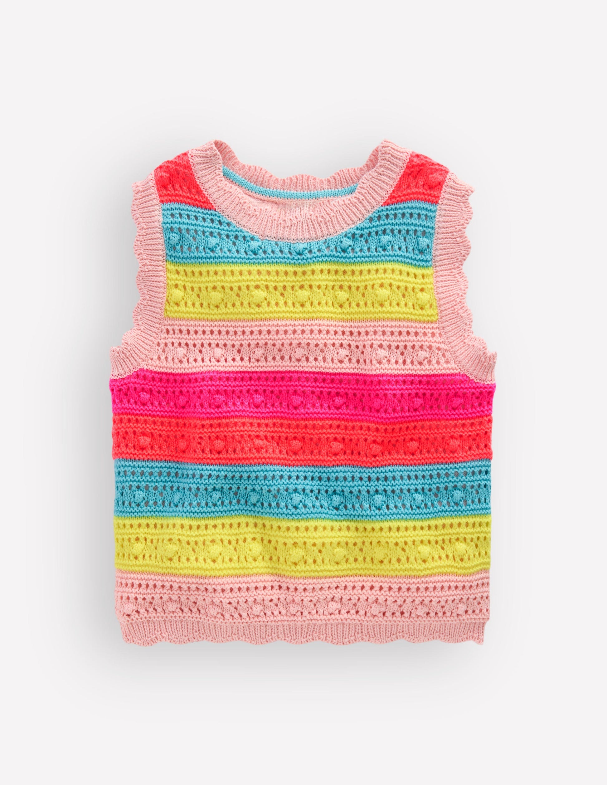 Pointelle Knitted Vest-Neon Stripe-2