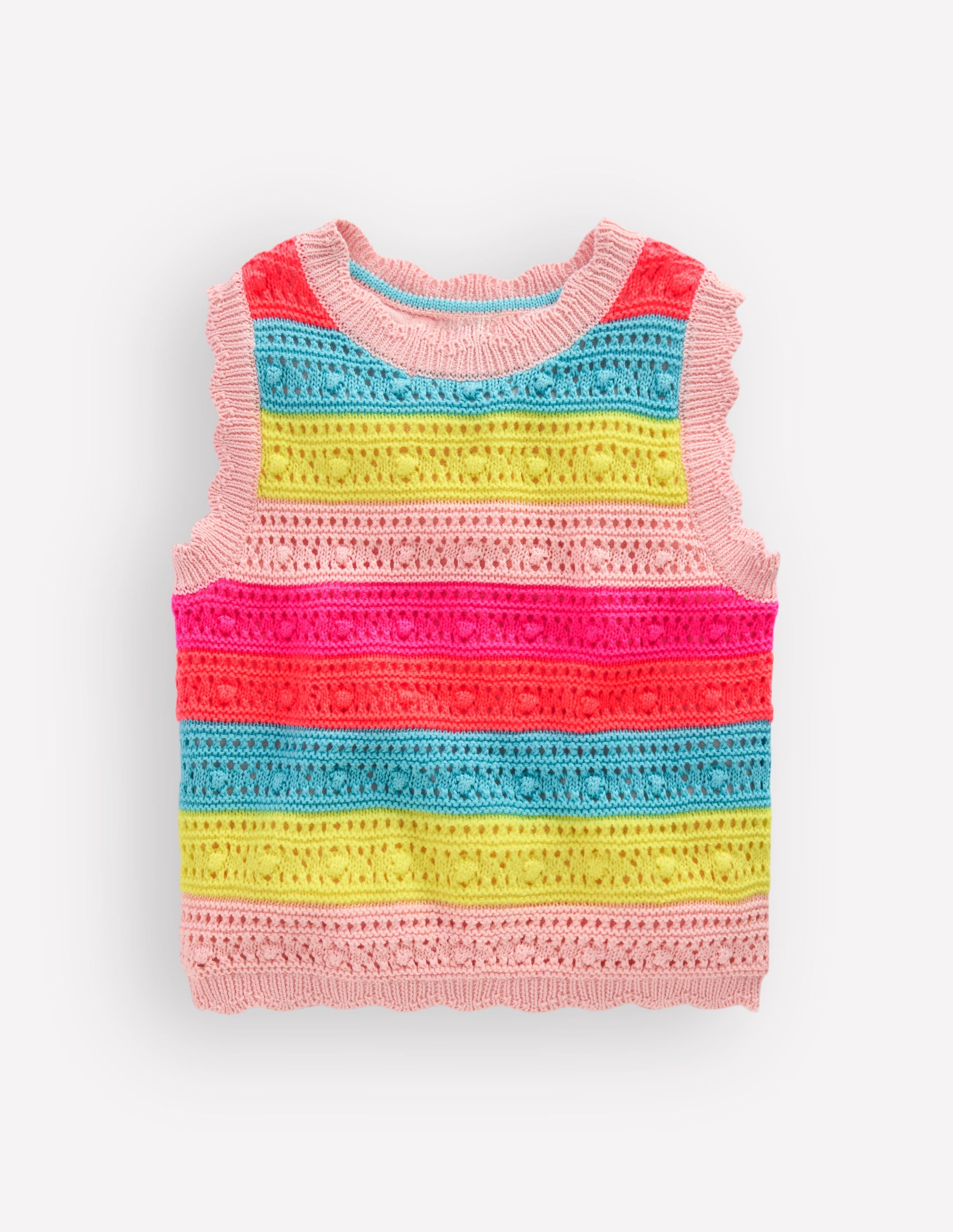 Pointelle Knitted Vest-Neon Stripe - Image 1