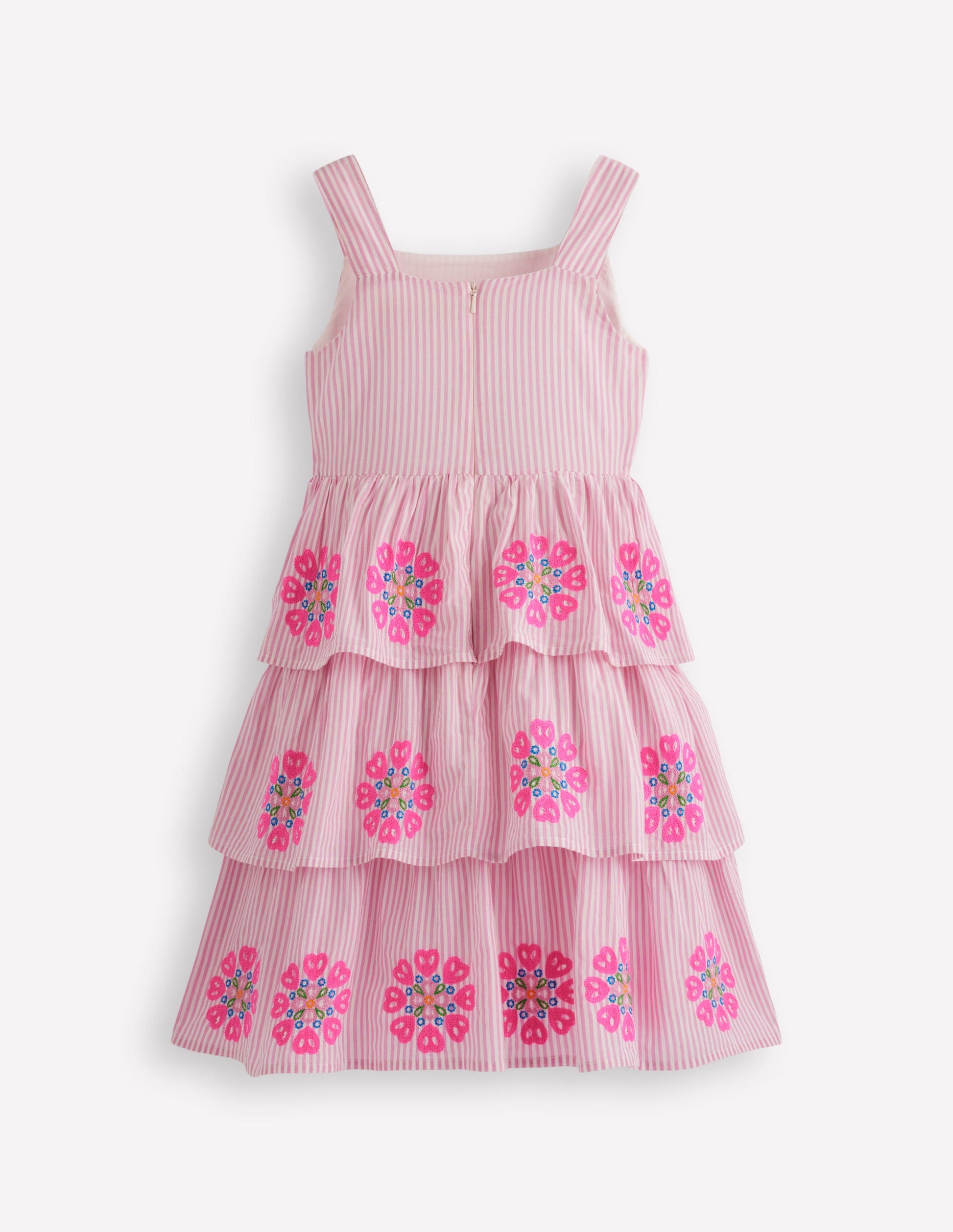 Tiered Embroidered Dress-Formica Pink Stripe-2