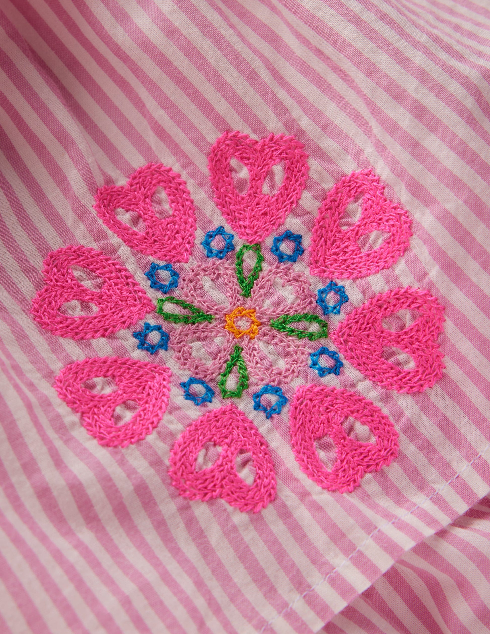 Tiered Embroidered Dress-Formica Pink Stripe-3