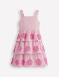 Tiered Embroidered Dress-Formica Pink Stripe