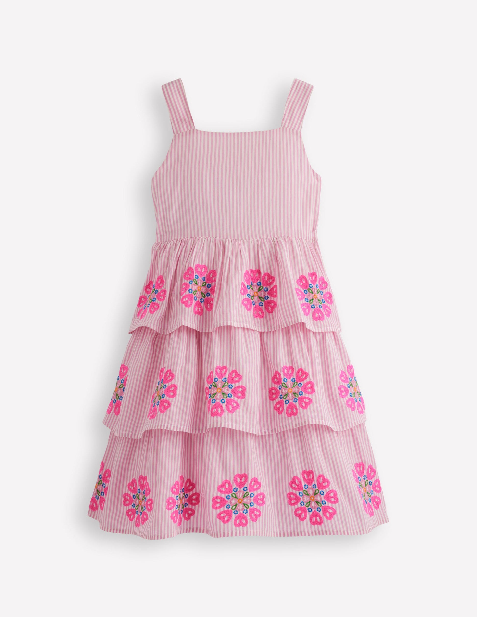 Tiered Embroidered Dress-Formica Pink Stripe-1