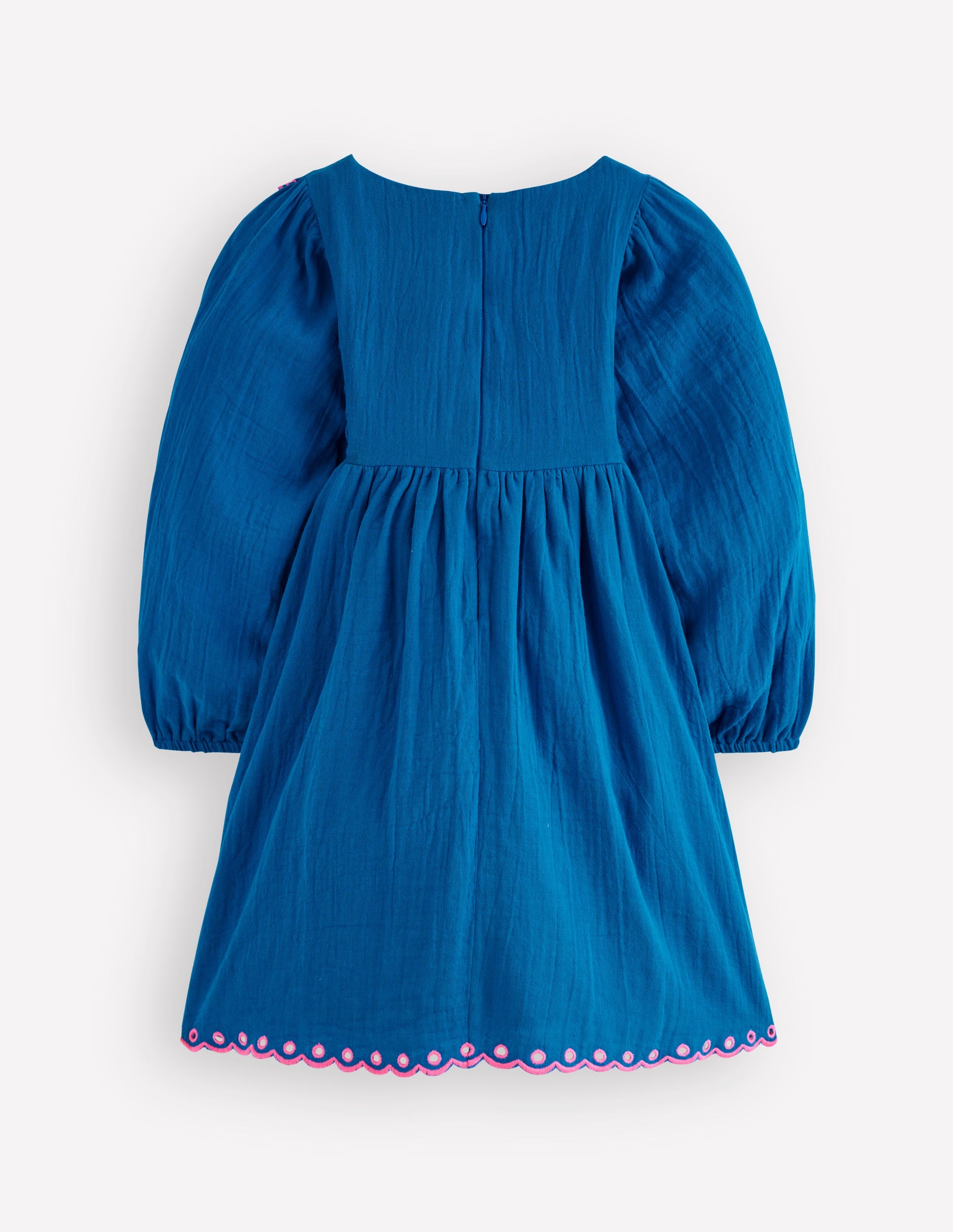Embroidered Woven Dress-Kingfisher Blue - Image 2
