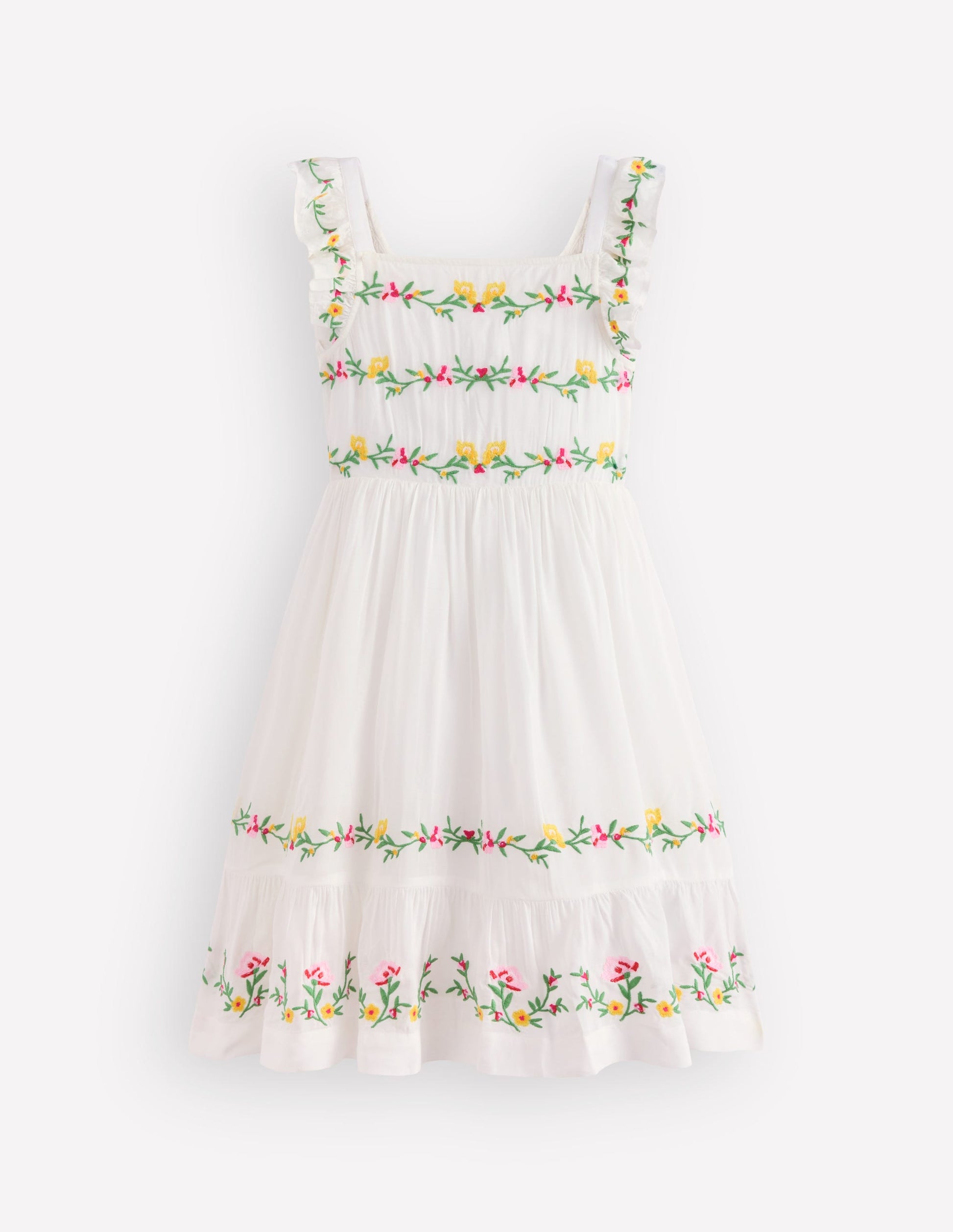 Shirred Bow Back Detail Dress-Soft Ivory-2