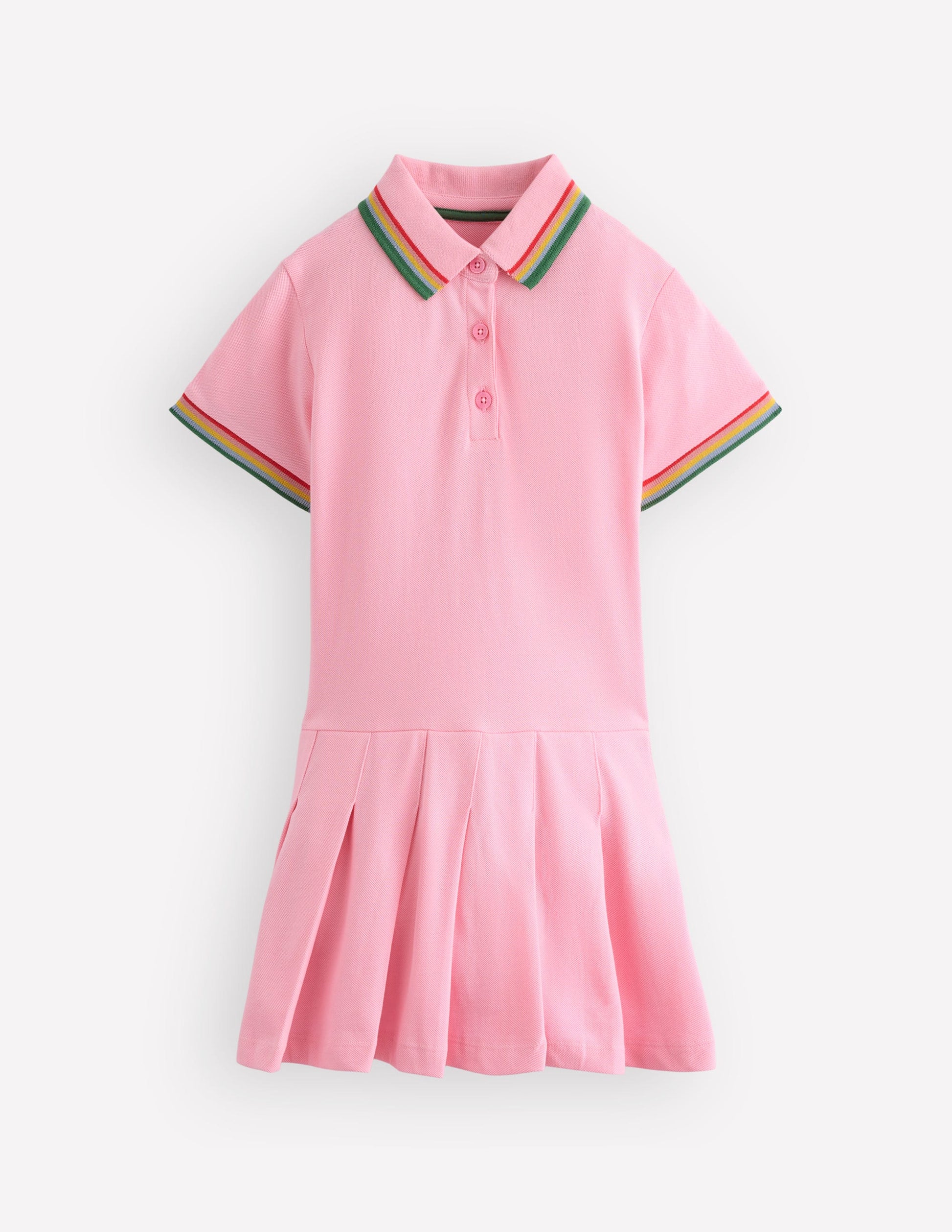 Pleated Skirt Jersey Dress-Almond Pink-3