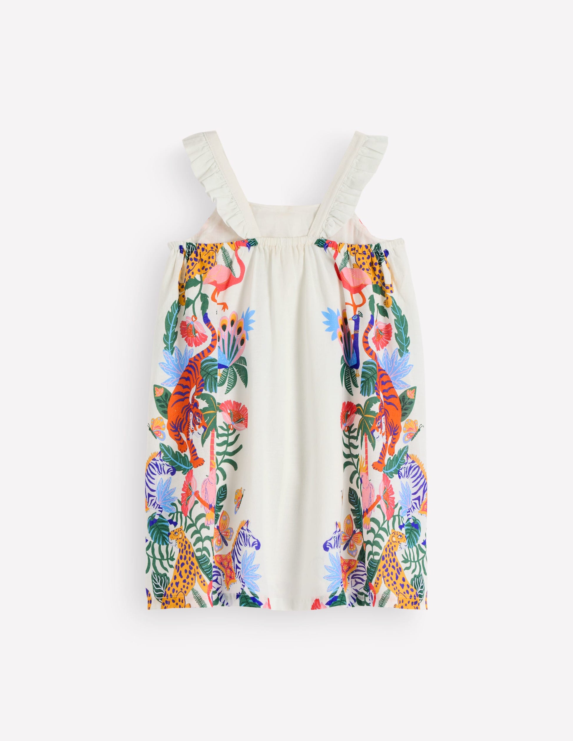 Ruffle Strap Sundress-Soft Ivory Jungle Placement-2
