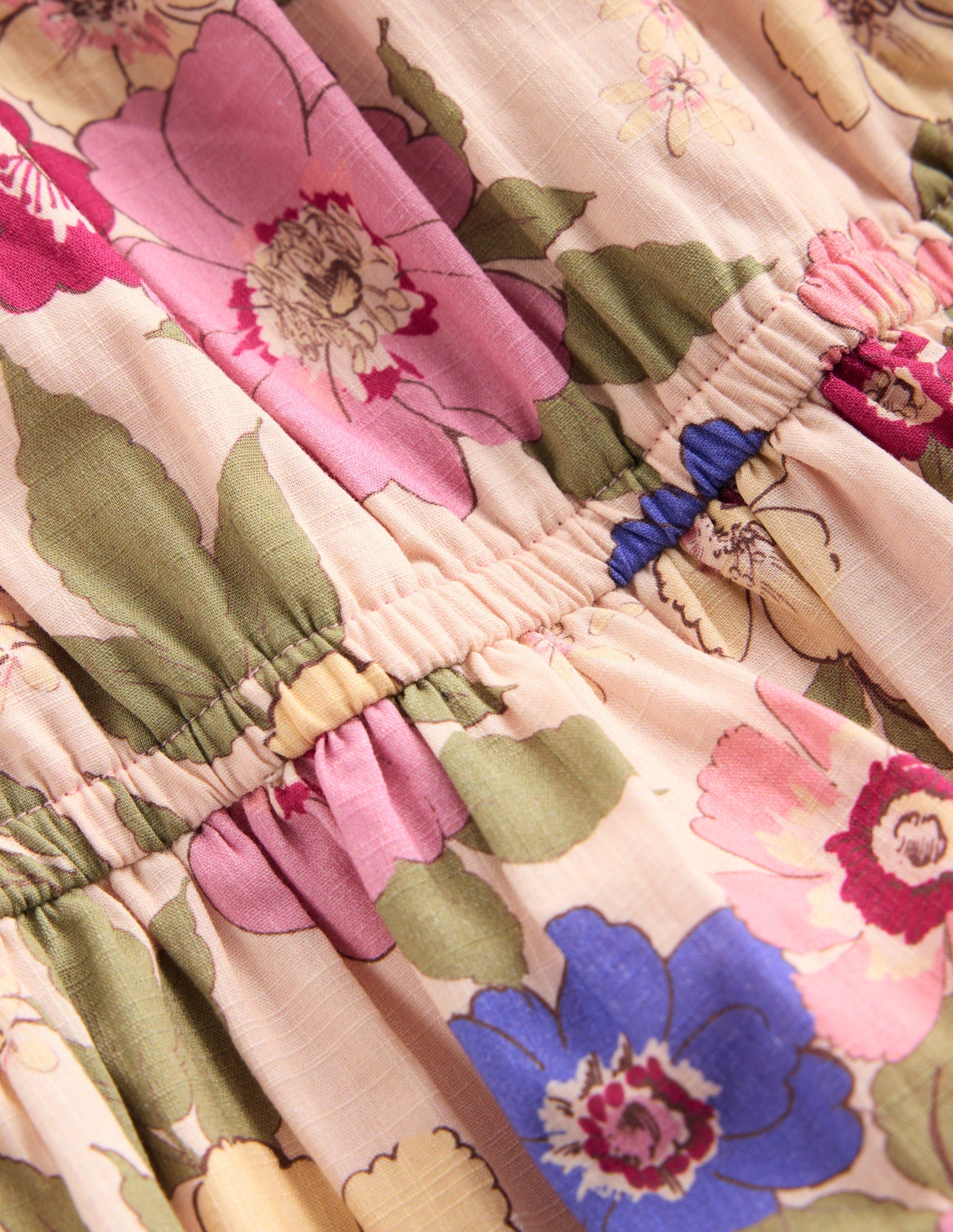 Gathered Woven Dress-Blooming Pink Floral Bloom-3