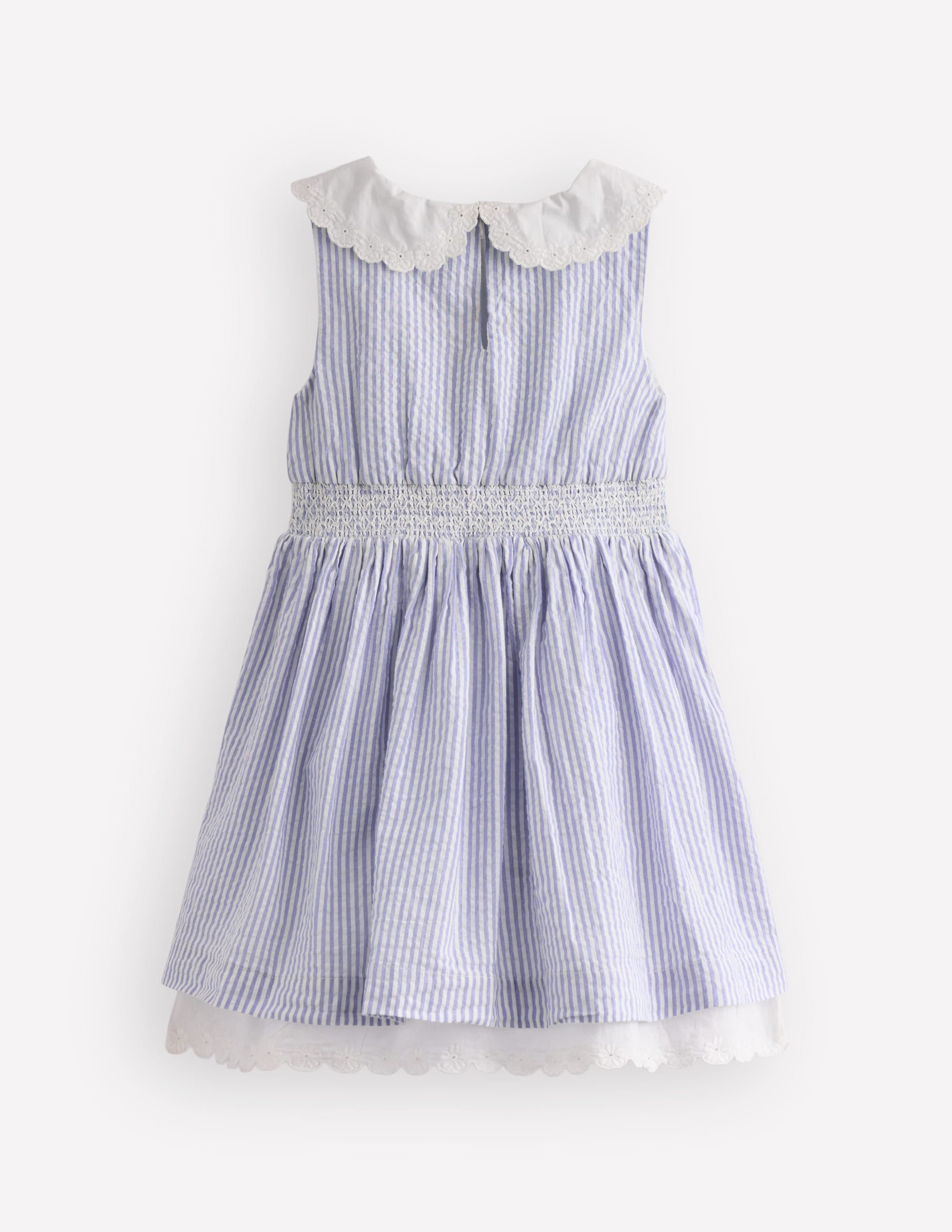 Nostalgic Broderie Dress-Salt Blue Ticking Stripe - Image 2