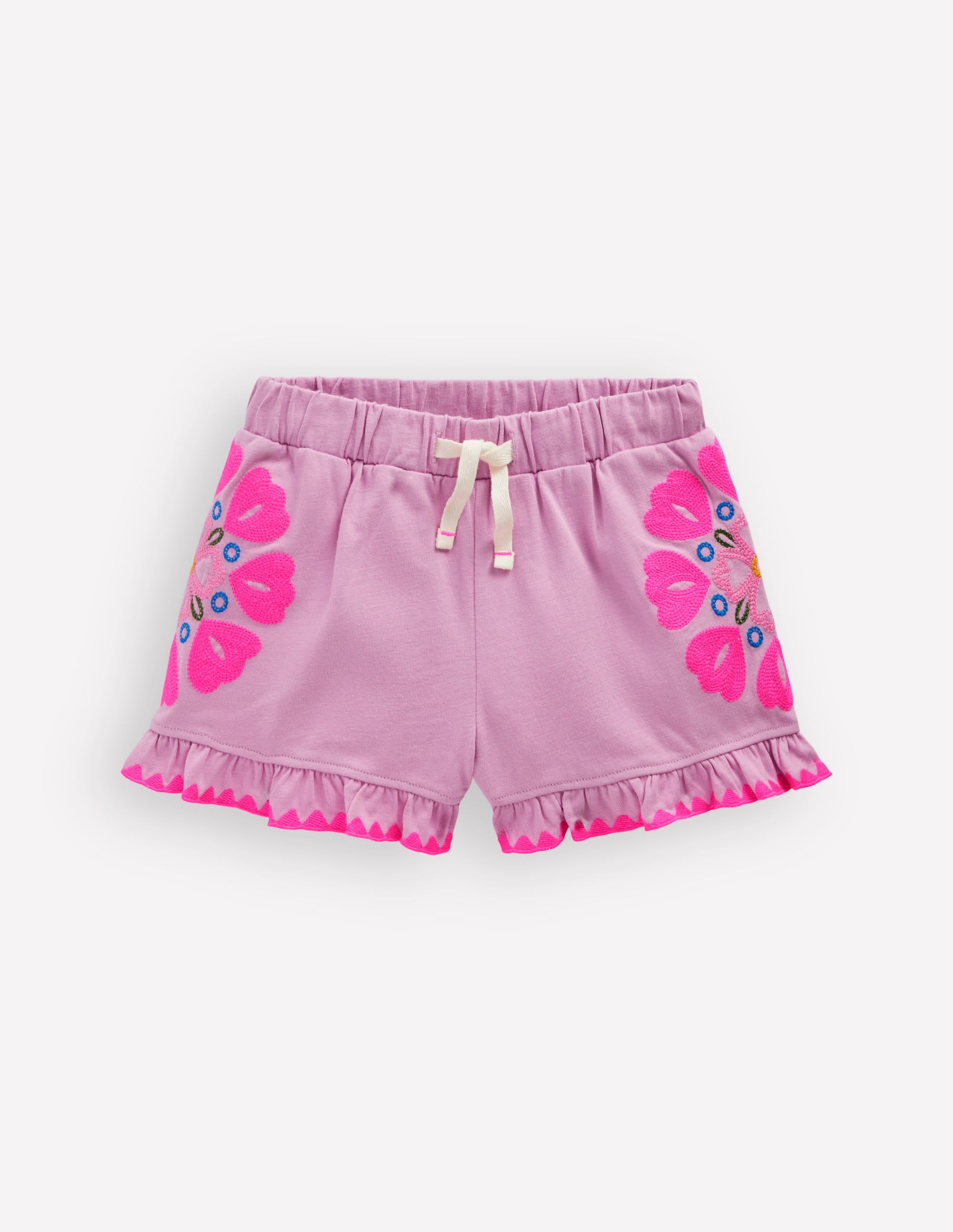 Embroidered Jersey Shorts-Pink Punch Embroidery - Image 1