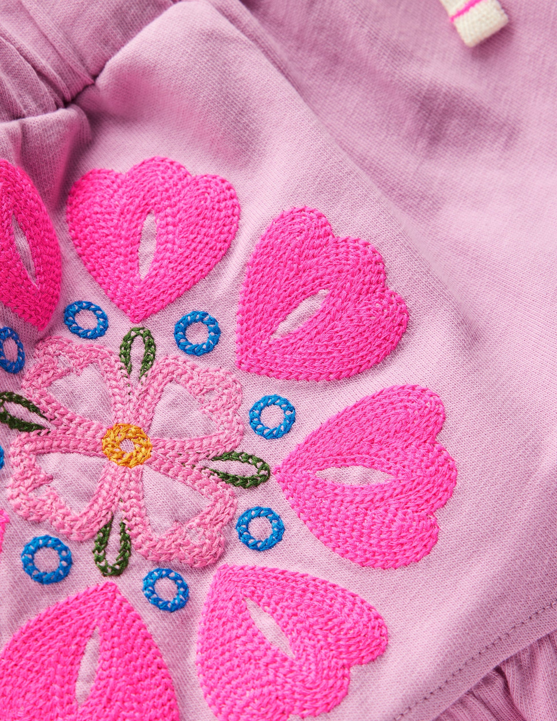 Embroidered Jersey Shorts-Pink Punch Embroidery-3