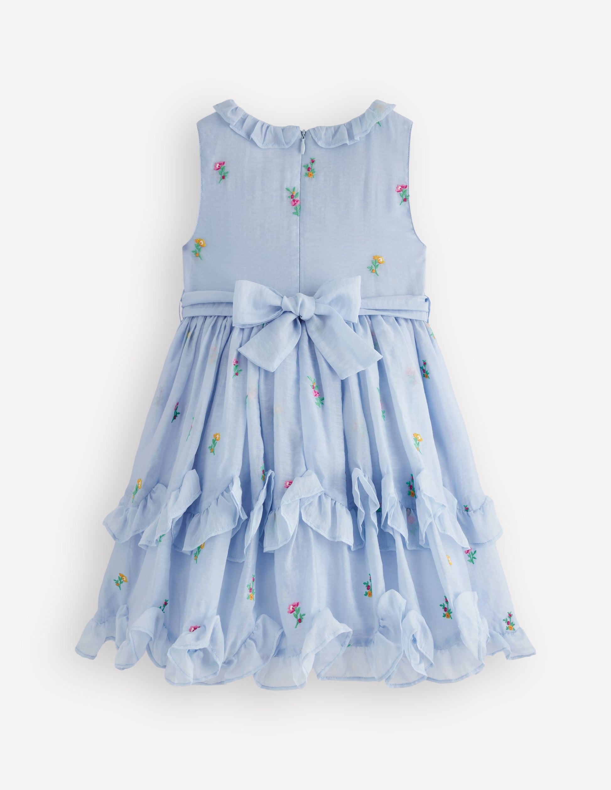 Tiered Ruffle Occasion Dress-Misty Blue-2