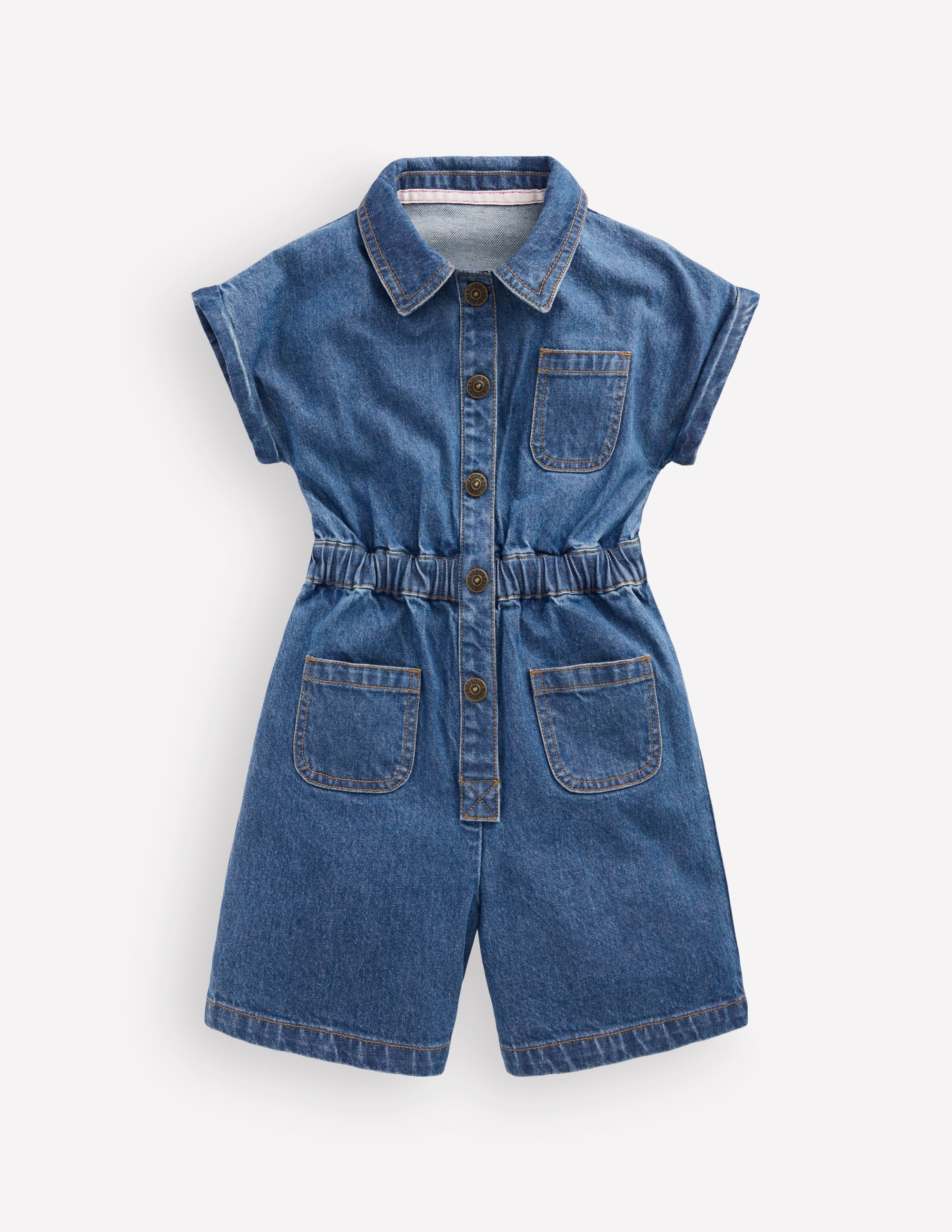 Embroidered Playsuit-Mid Vintage Embroidered Denim - Image 1