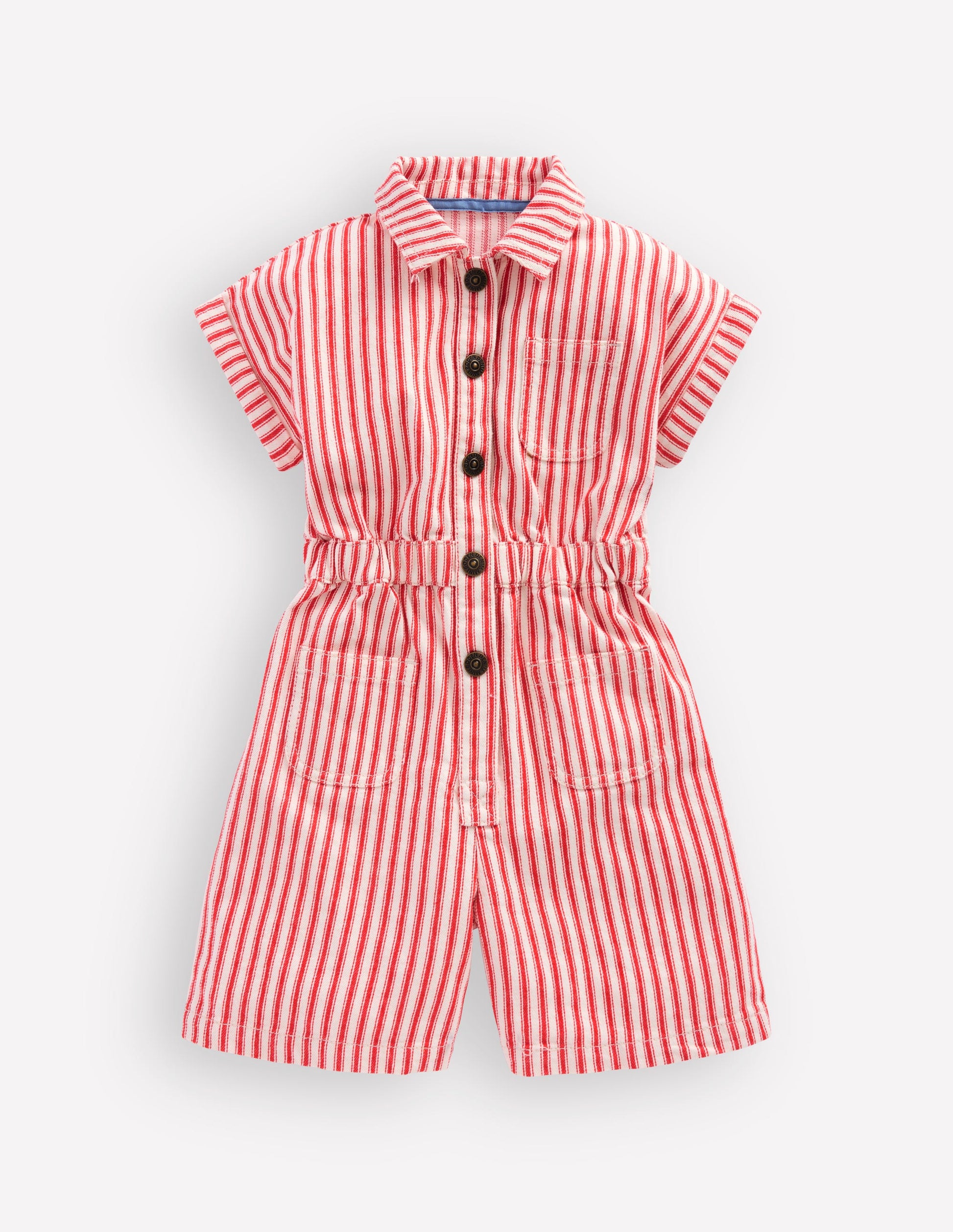 Embroidered Playsuit-Red Stripe-2