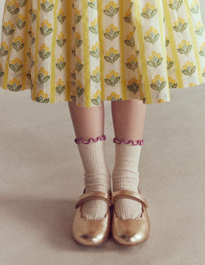 Scallop Mary Janes-Gold